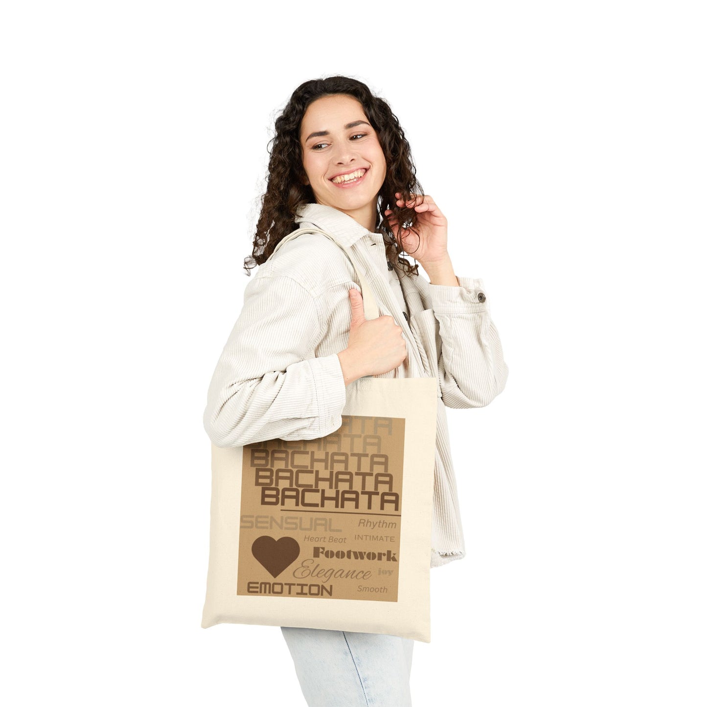 Bachata Typography Tote Bag | Sensual Dance Words | Heart Beat Emotion Elegance | Latin Dance | Dance Lifestyle | Ethically Made Carrier
