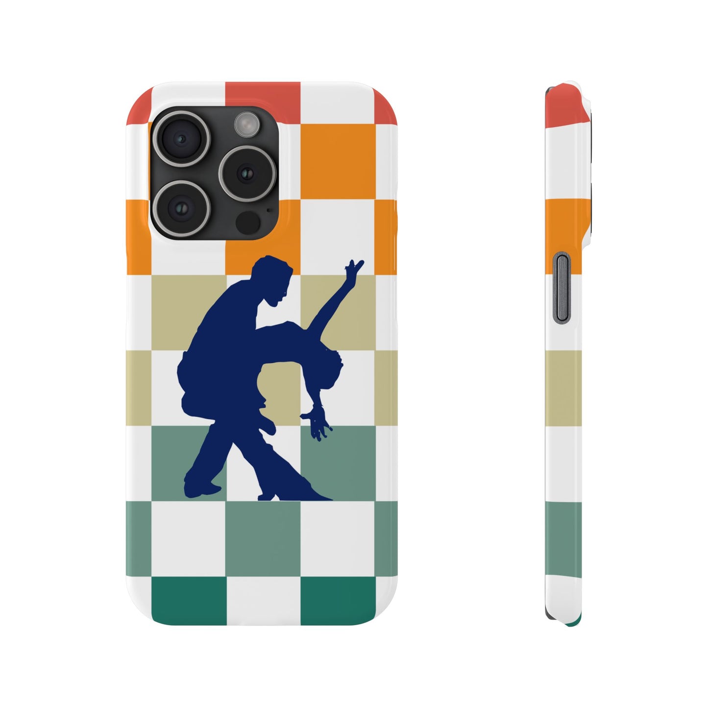 Bachata Dip iPhone Case | Retro Dance Silhouette | Colorful Checkerboard Design | BailaFashion Dance Lifestyle