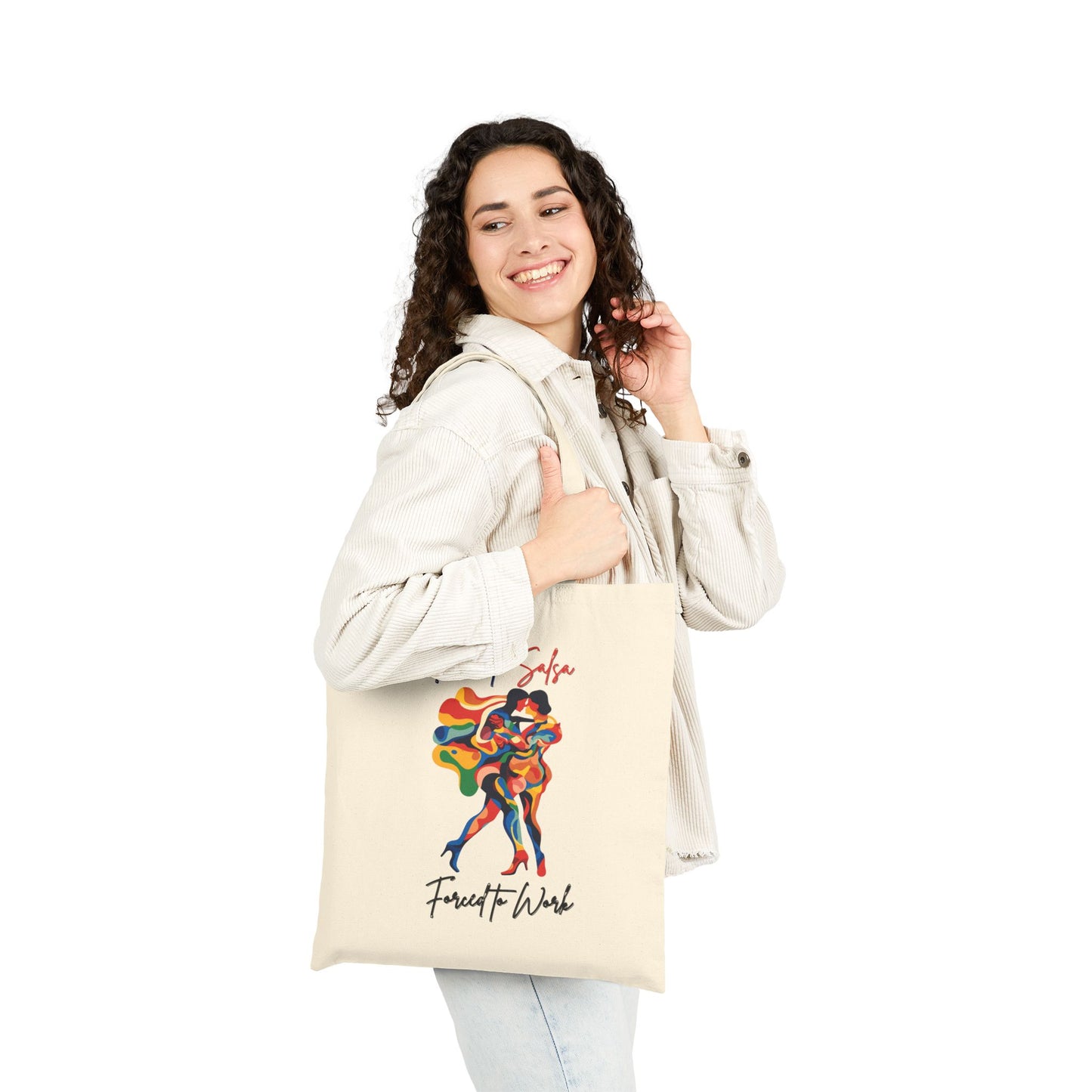 Born to Salsa Forced to Work Tote Bag | Vibrant Dance Art | Latin Dancer Humor | Salsero Canvas Carrier | BailaFashion Dance Lifestyle