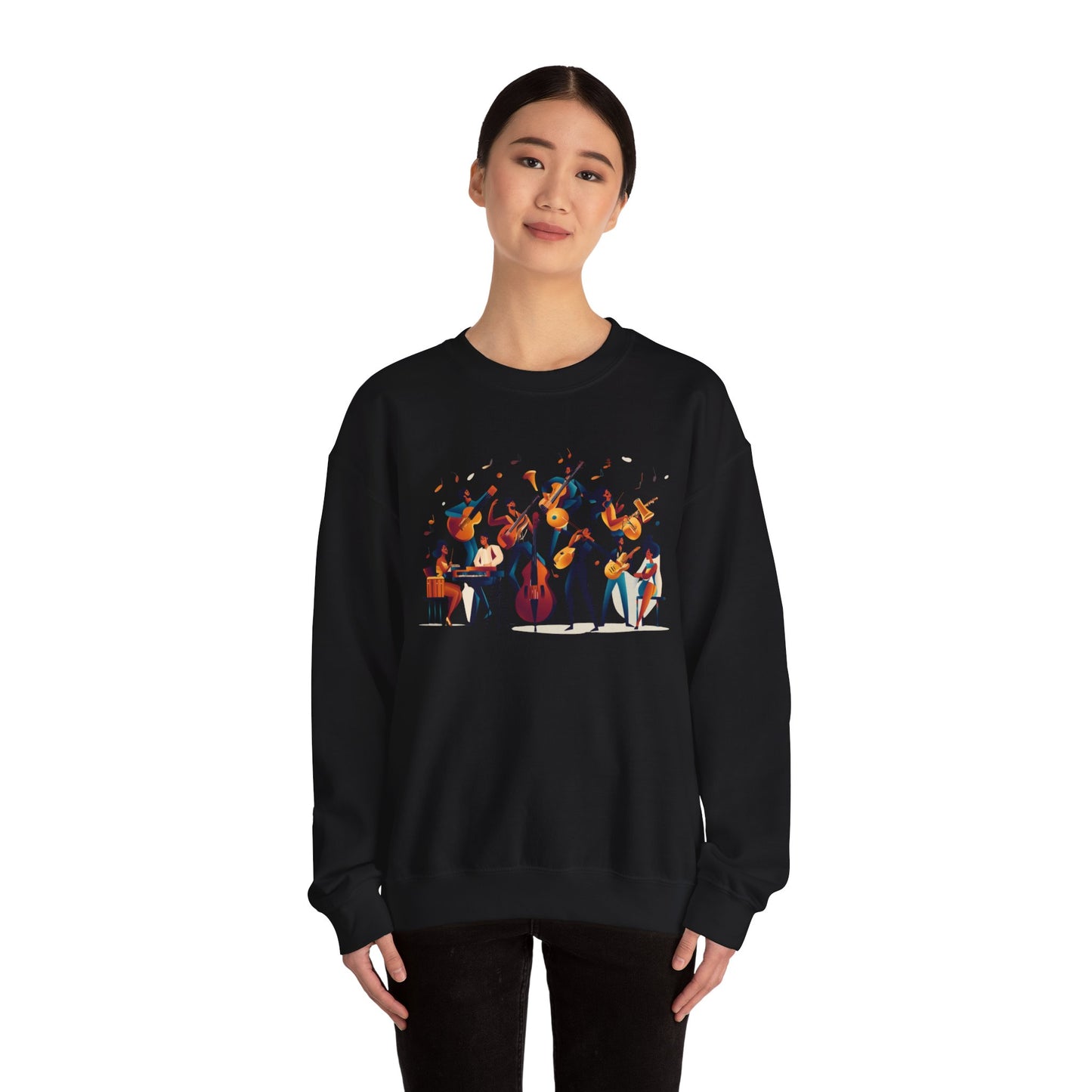 Salsa Orchestra Band Sweatshirt | Modern Music Art | Latin Jazz Illustration | Musician Dancer Gift | BailaFashion Comfy Couple Casual Wear