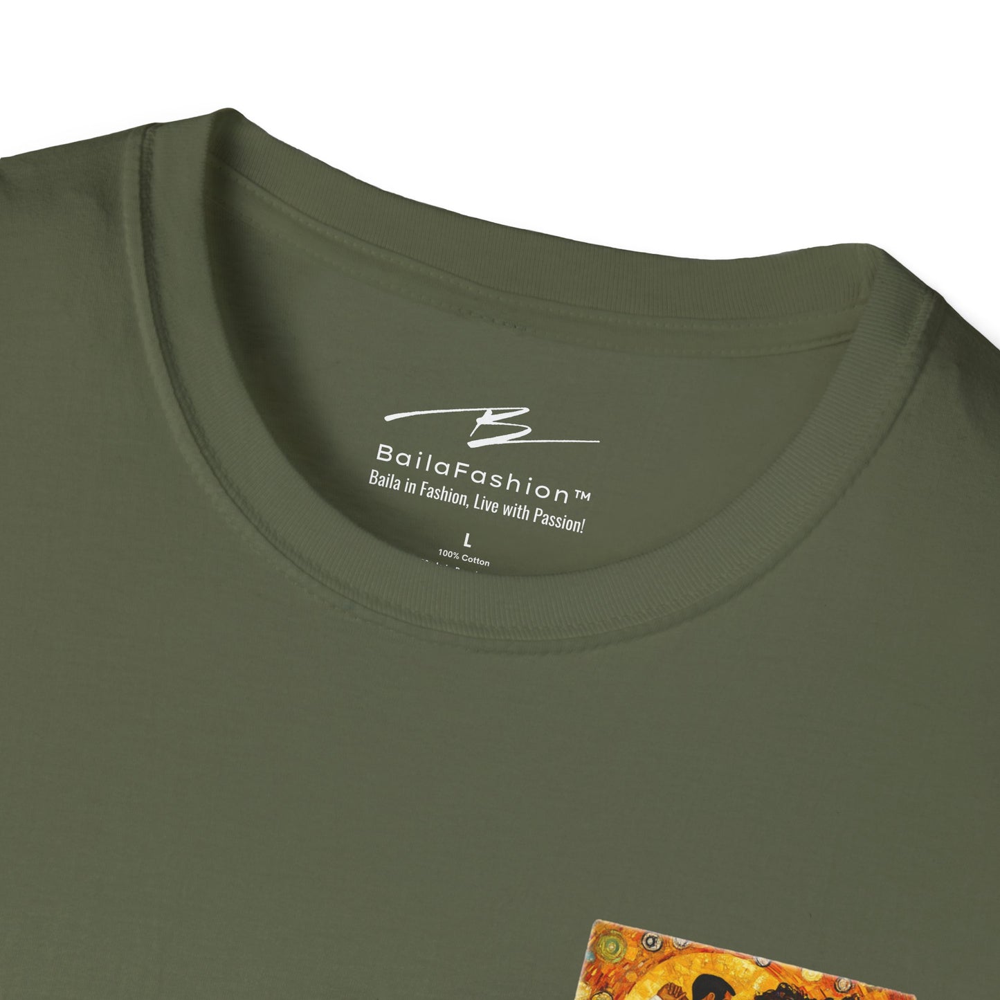 Golden Rhythm Pocket Print T-Shirt | Klimt-Inspired Latin Dance Art | Salsa Bachata Couple Top | Unisex Practice Tee | Studio Dance Wear