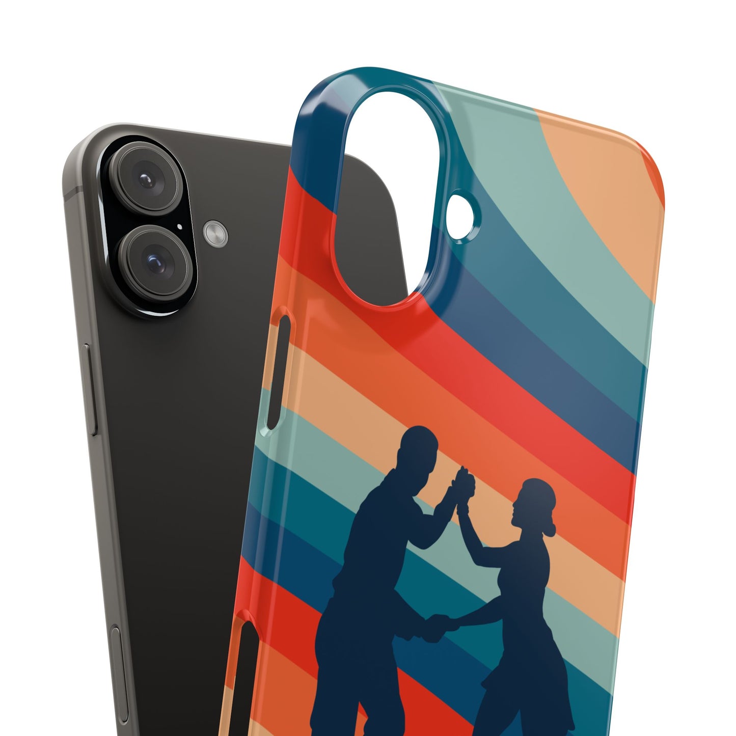 Rainbow Rhythm iPhone Case | Salsa Dance Silhouettes | Retro Dance Waves | Latin Connection Art | BailaFashion Dance Lifestyle