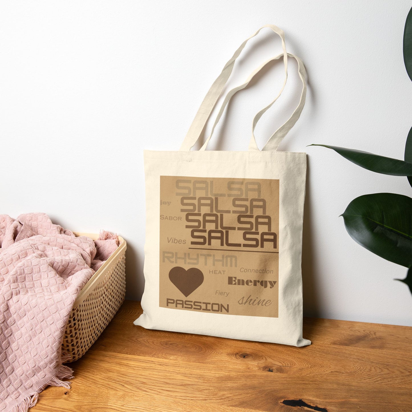 Salsa Typography Tote Bag | Fiery Dance Words Collection | Rhythm Energy Passion | Latin Dancer Carry All | BailaFashion Dance Lifestyle
