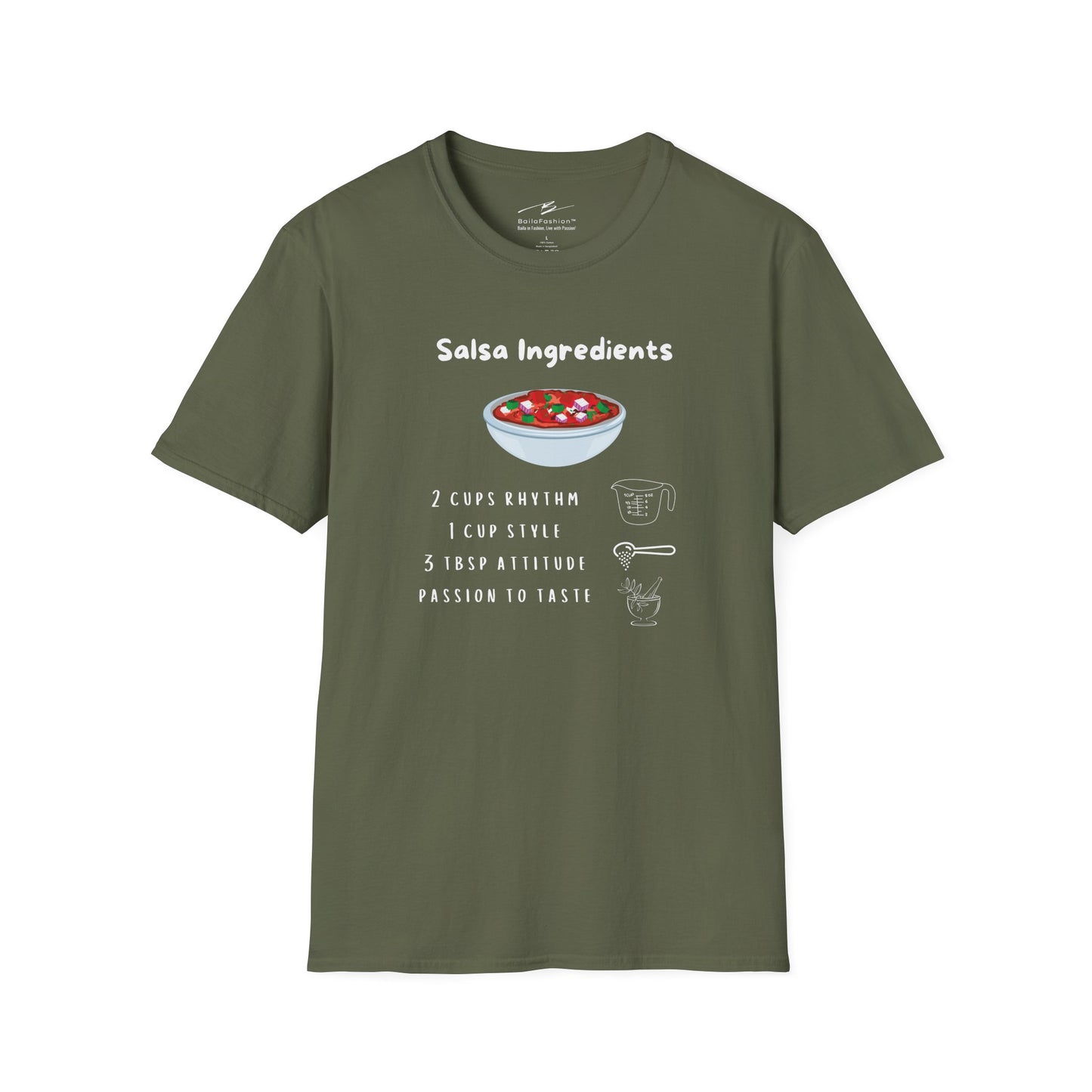 Salsa Ingredients Recipe T-Shirt | Latin Dance Humor | Rhythm Style Attitude | Dancer Gift | Dance Lifestyle | Matching Couple Tops