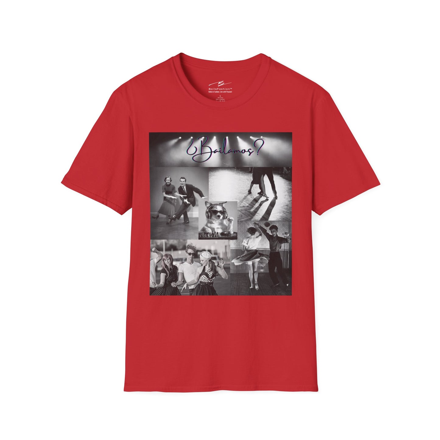 Bailamos Dance Collage T-shirt | DJ Dog Latin Dance Scenes | Salsa Bachata Vintage Dancer Gift | BailaFashion Dance Lifestyle | Practice Tee