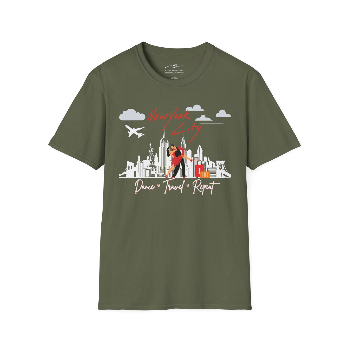 New York City Dance Travel Repeat T-shirt | NYC Latin Dance Scene | Big Apple Salsa Bachata | Dance Travel Gift | BailaFashion Lifestyle