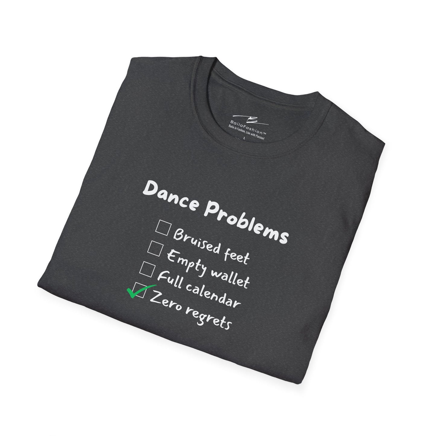 Dance Problems Checklist T-Shirt | Latin Dancer Humor | Salsa Bachata Tee | Zero Regrets Dance Life | Dance Lifestyle | Matching Couple Tops