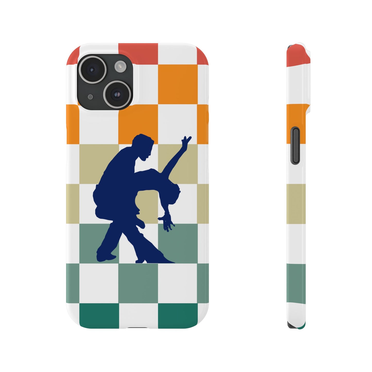 Bachata Dip iPhone Case | Retro Dance Silhouette | Colorful Checkerboard Design | BailaFashion Dance Lifestyle