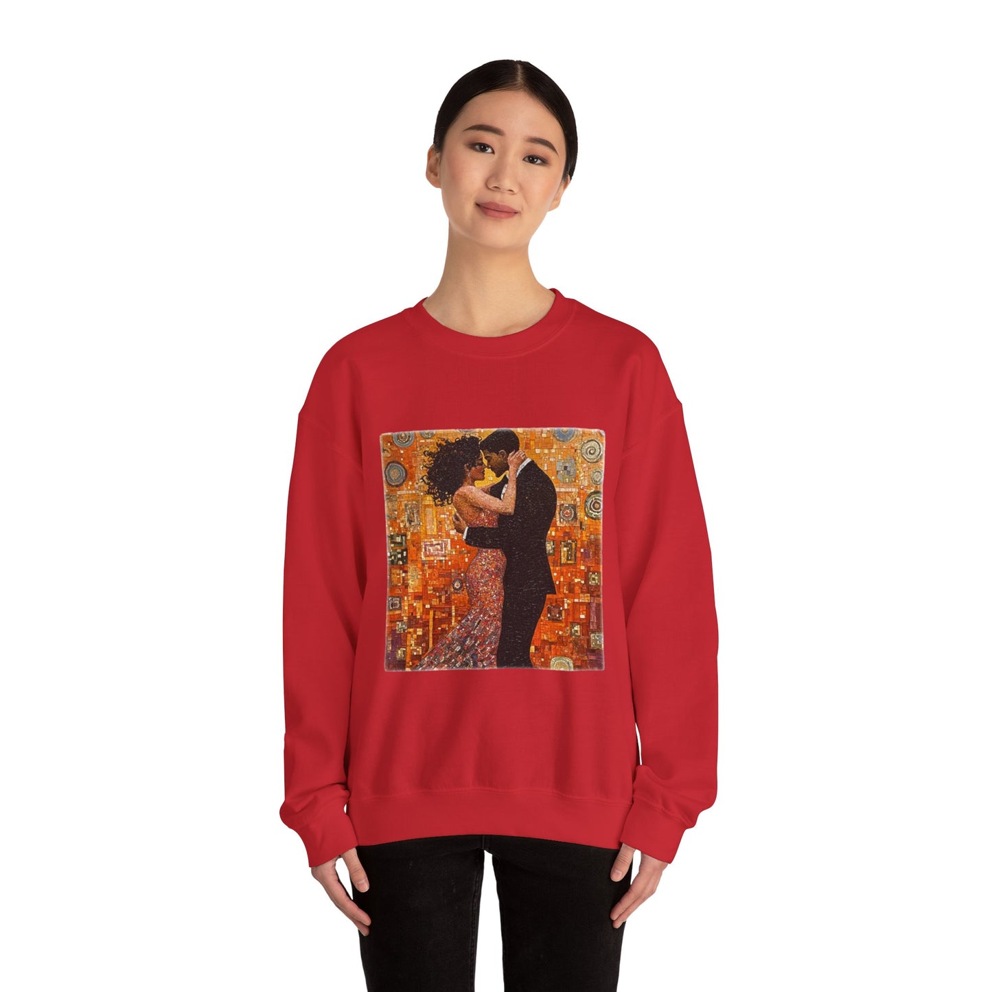 Amber Embrace Art Sweatshirt | Klimt-Inspired Latin Dance | Bachata Romance | BailaFashion Couple Streetwear | Dance Lifestyle Apparell