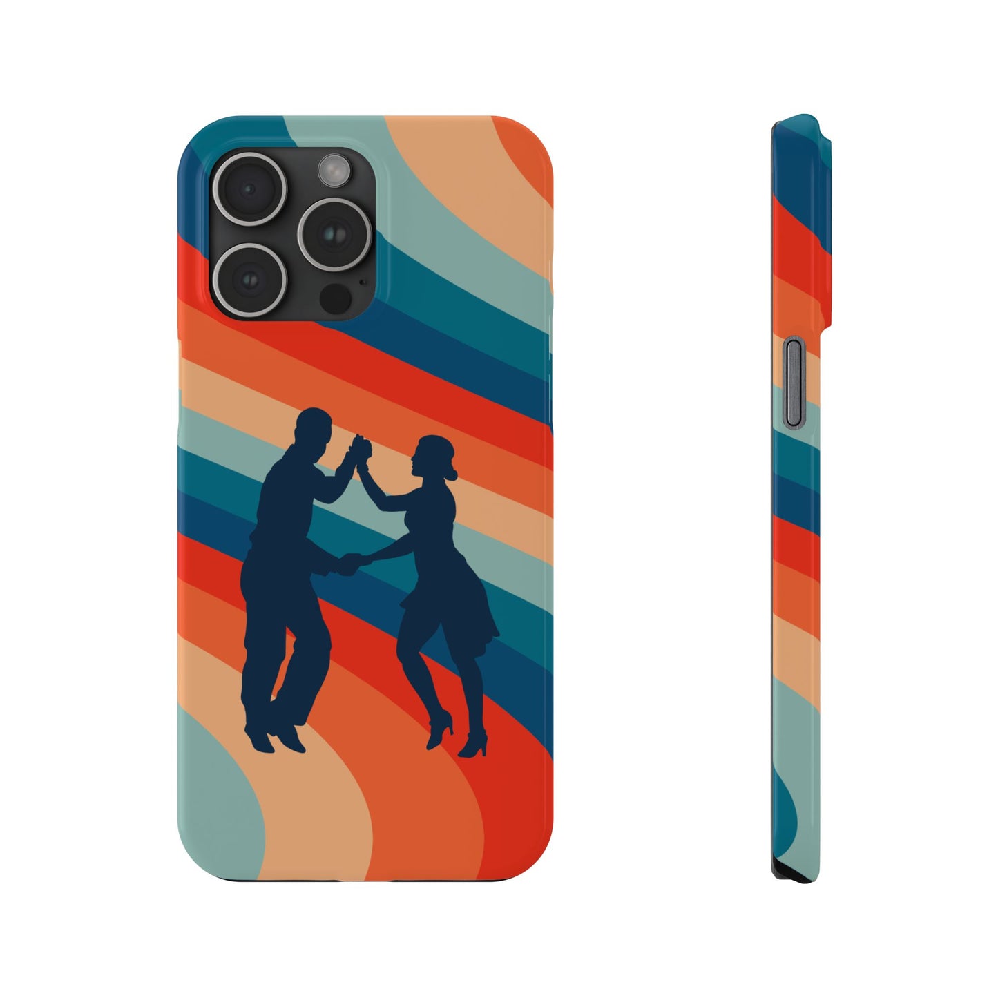 Rainbow Rhythm iPhone Case | Salsa Dance Silhouettes | Retro Dance Waves | Latin Connection Art | BailaFashion Dance Lifestyle