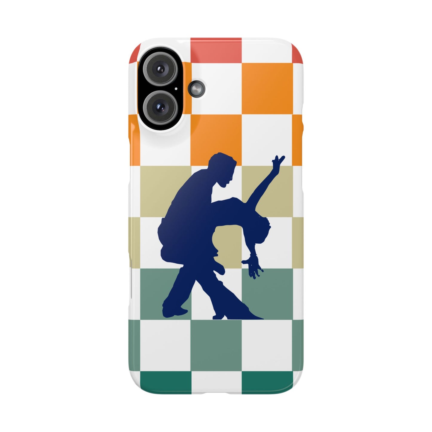 Bachata Dip iPhone Case | Retro Dance Silhouette | Colorful Checkerboard Design | BailaFashion Dance Lifestyle