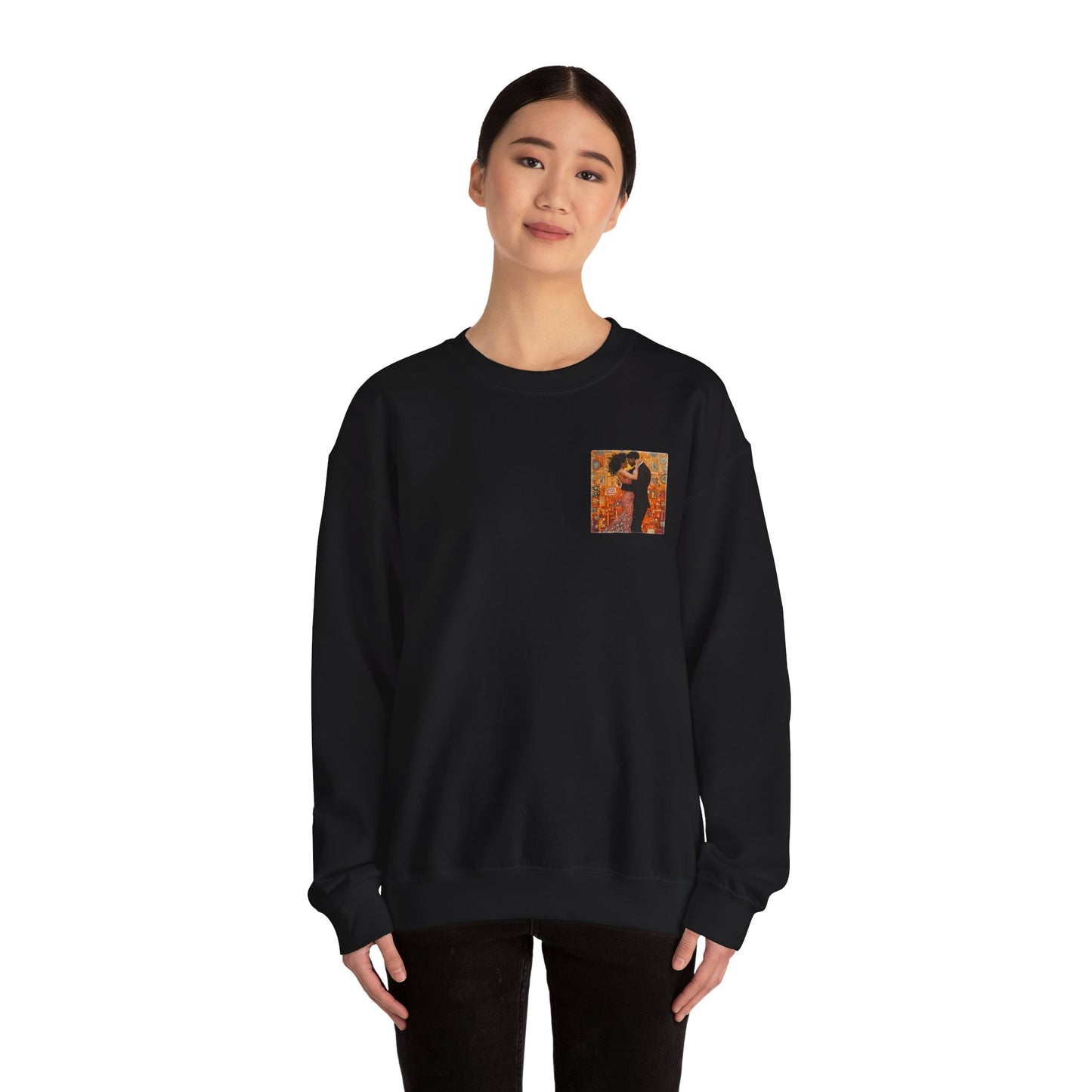 Amber Embrace Art Sweatshirt | Klimt Inspired Latin Dance | Salsa Bachata | Unisex Crewneck | Dance Practice Wear | BailaFashion Streewear