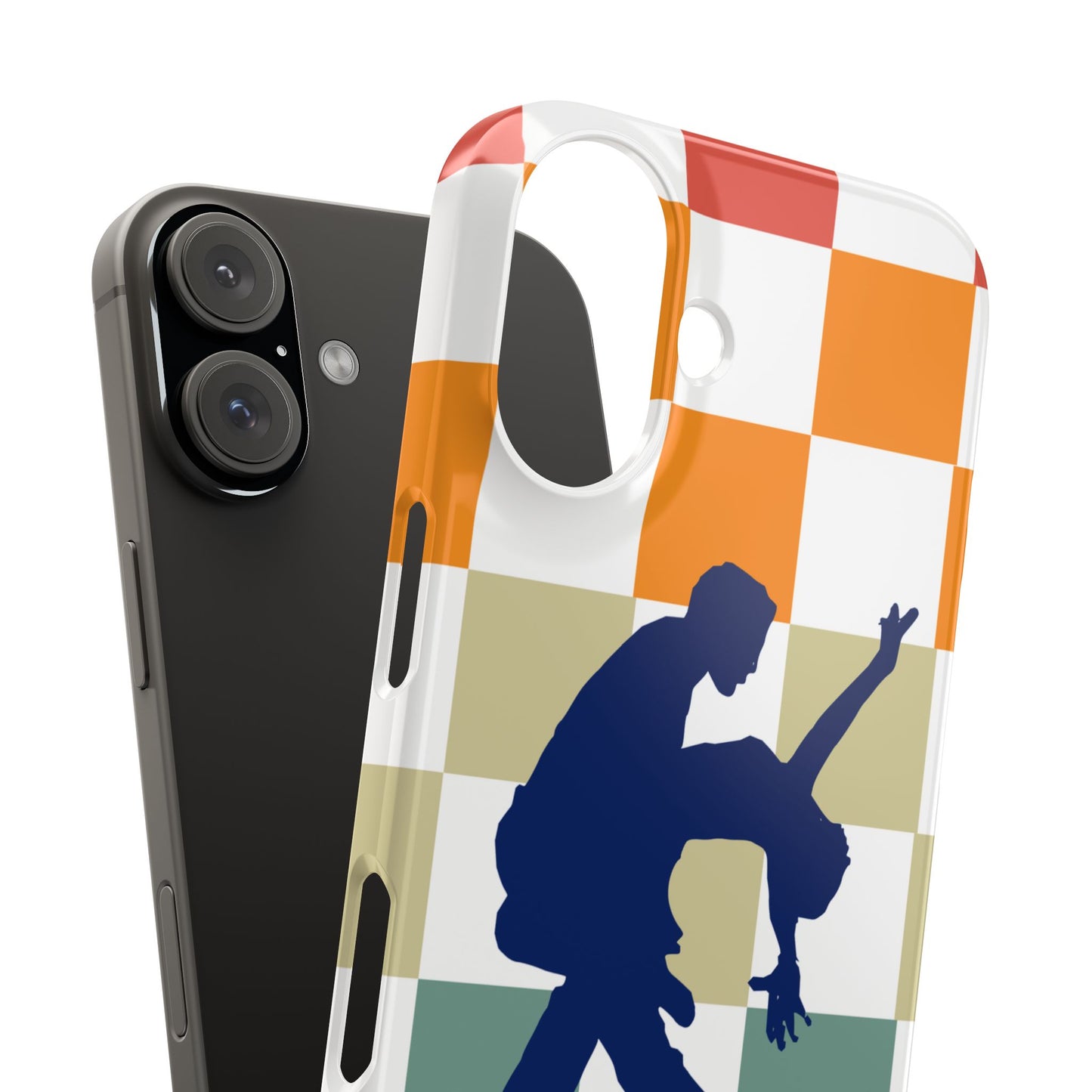 Bachata Dip iPhone Case | Retro Dance Silhouette | Colorful Checkerboard Design | BailaFashion Dance Lifestyle