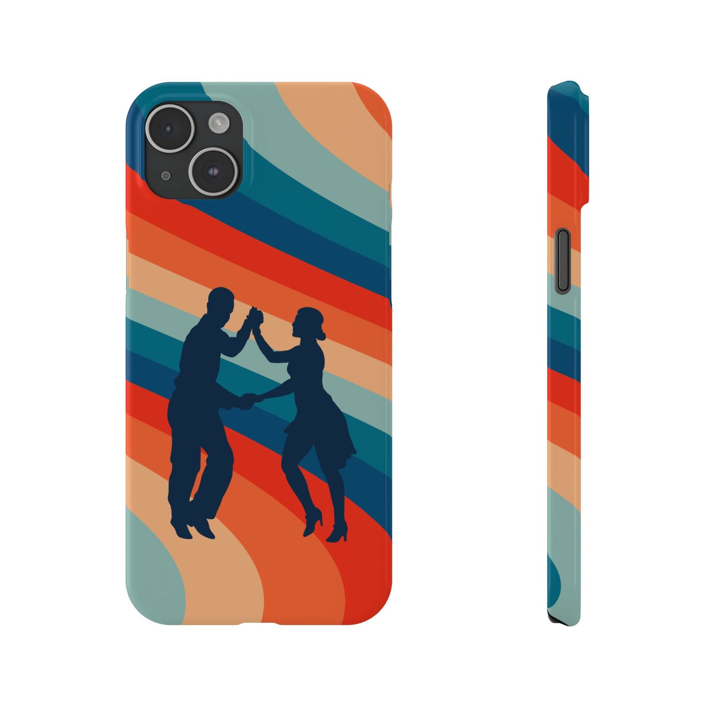 Rainbow Rhythm iPhone Case | Salsa Dance Silhouettes | Retro Dance Waves | Latin Connection Art | BailaFashion Dance Lifestyle