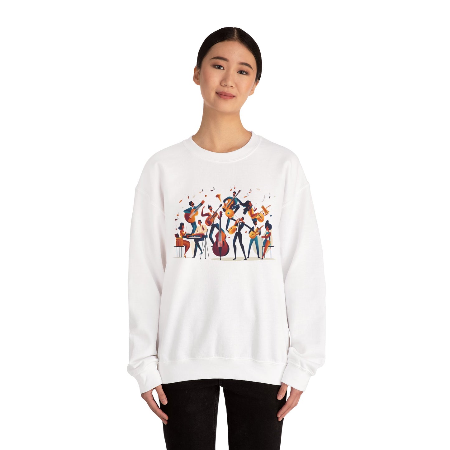 Salsa Orchestra Band Sweatshirt | Modern Music Art | Latin Jazz Illustration | Musician Dancer Gift | BailaFashion Comfy Couple Casual Wear