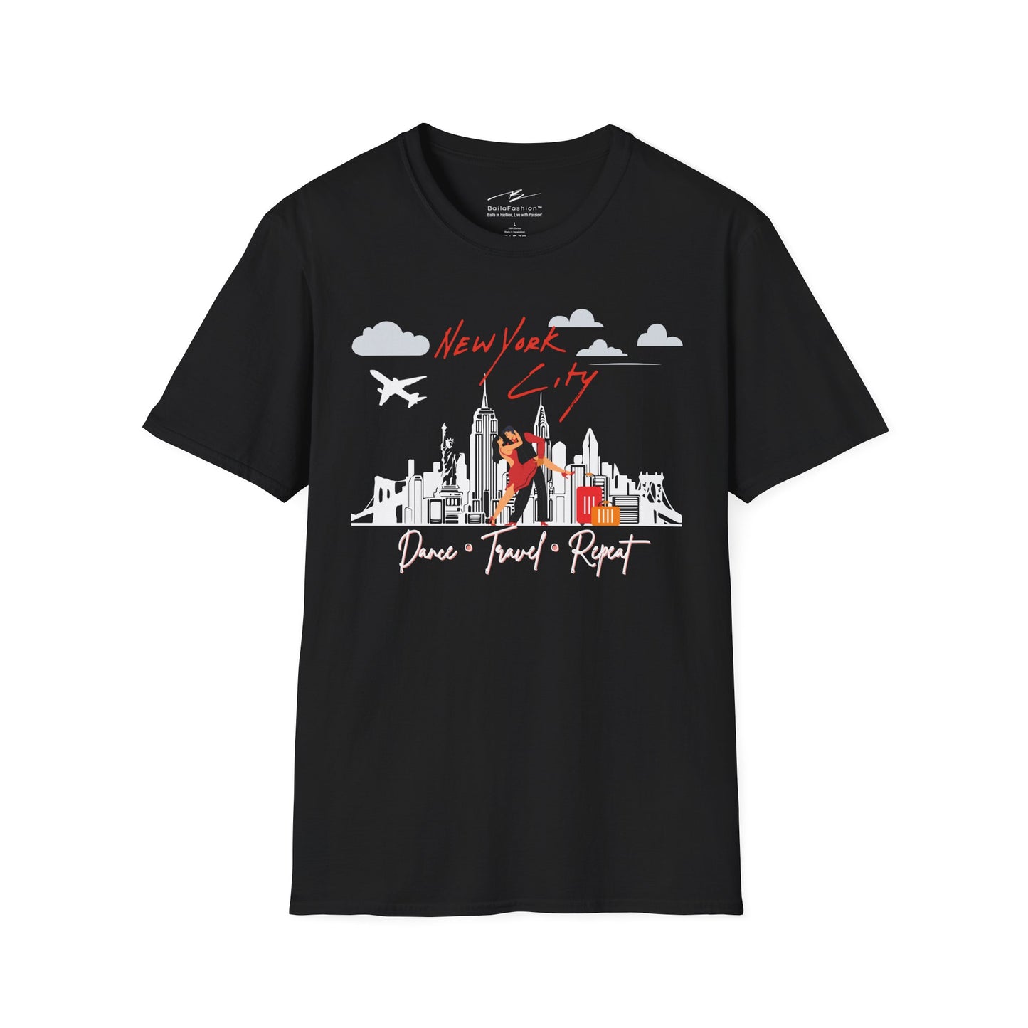 New York City Dance Travel Repeat T-shirt | NYC Latin Dance Scene | Big Apple Salsa Bachata | Dance Travel Gift | BailaFashion Lifestyle