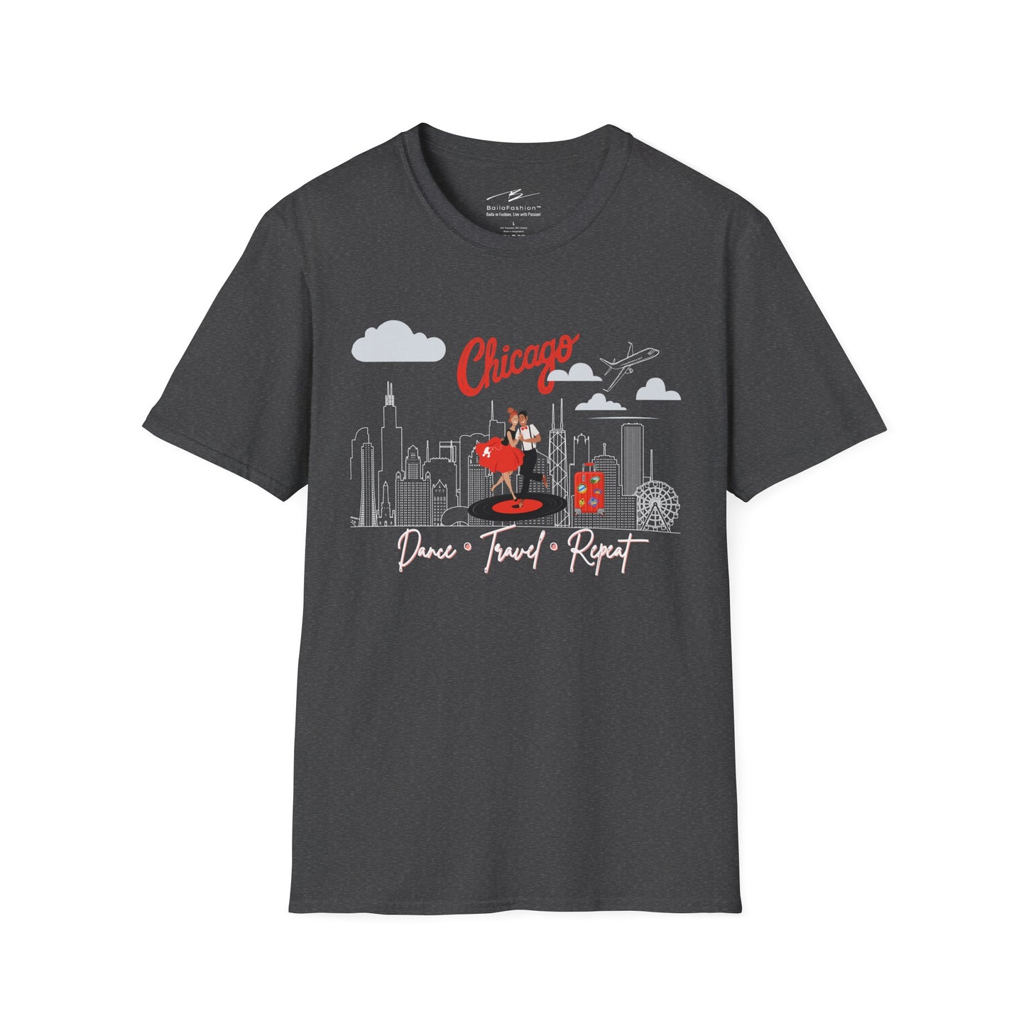 Chicago Dance Travel Repeat T-shirt | Windy City Latin Dance | Chi-town Salsa Bachata | Dance Congress Gift | BailaFashion Dance Lifestyle