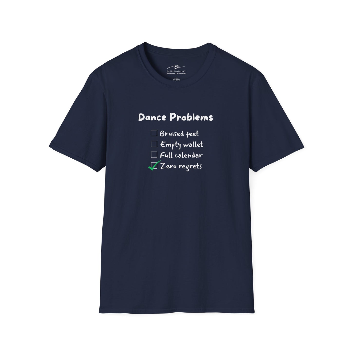Dance Problems Checklist T-Shirt | Latin Dancer Humor | Salsa Bachata Tee | Zero Regrets Dance Life | Dance Lifestyle | Matching Couple Tops