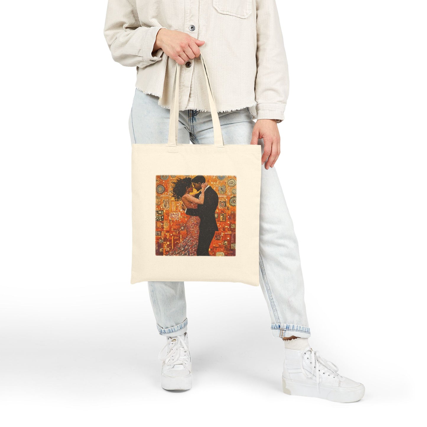 Dance Couple Tote Bag | Mosaic Bachata Art | Close Connection Dance Artwork | Latin Dancer Carry All | BailaFashion Dance Lifestyle