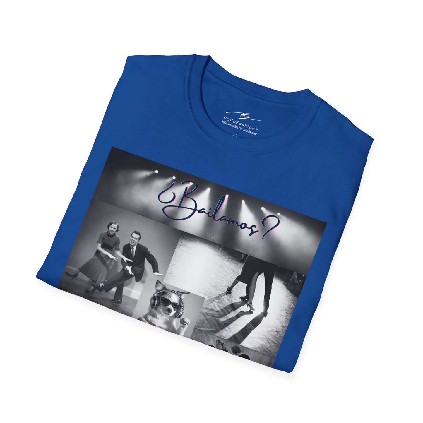 Bailamos Dance Collage T-shirt | DJ Dog Latin Dance Scenes | Salsa Bachata Vintage Dancer Gift | BailaFashion Dance Lifestyle | Practice Tee