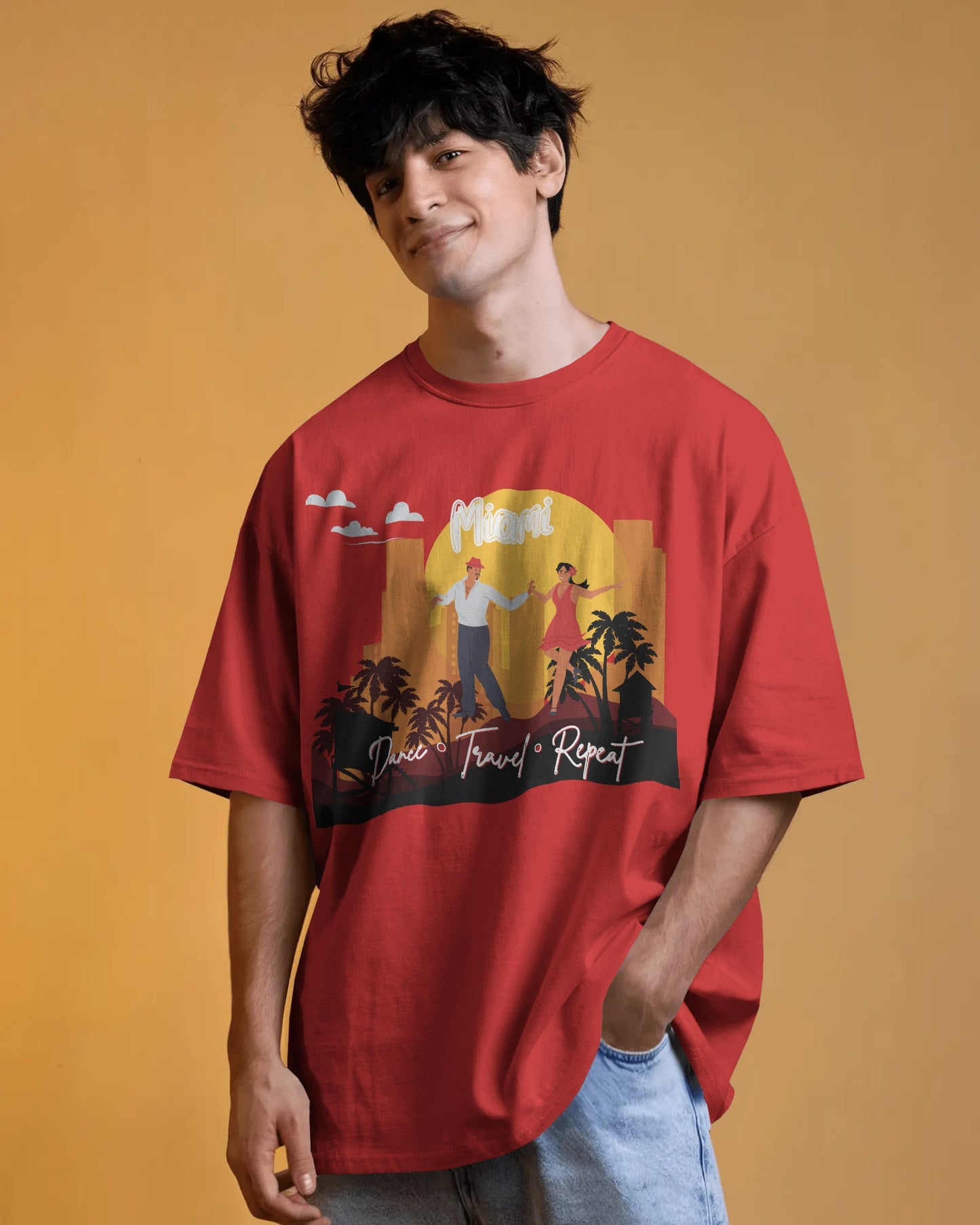 Miami Dance Travel Repeat T-shirt | Tropical Latin Dance City | Salsa Bachata Travel Gift | Dance Congress Tee | BailaFashion Lifestyle