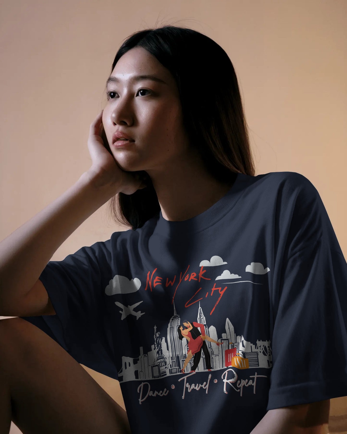New York City Dance Travel Repeat T-shirt | NYC Latin Dance Scene | Big Apple Salsa Bachata | Dance Travel Gift | BailaFashion Lifestyle