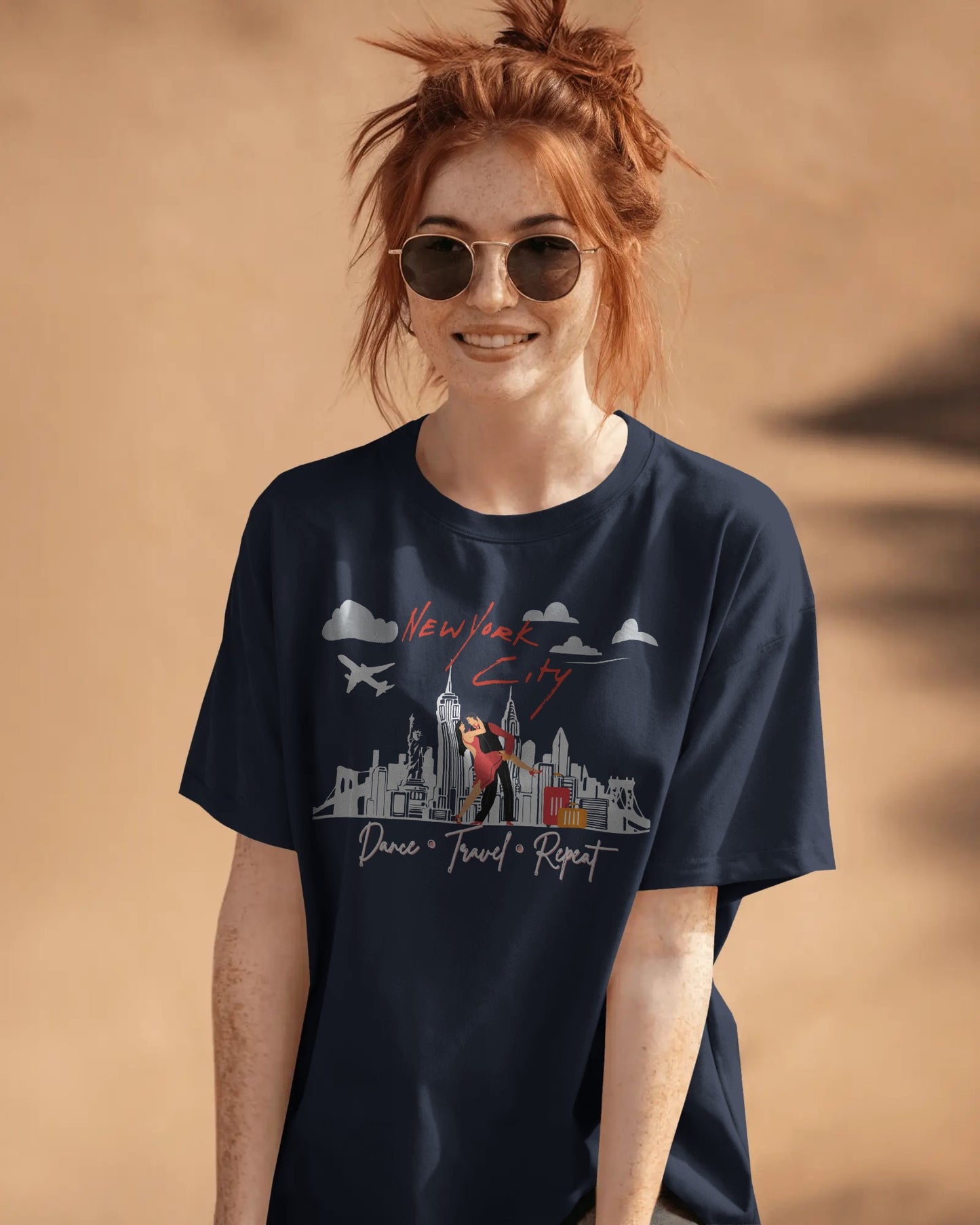 New York City Dance Travel Repeat T-shirt | NYC Latin Dance Scene | Big Apple Salsa Bachata | Dance Travel Gift | BailaFashion Lifestyle