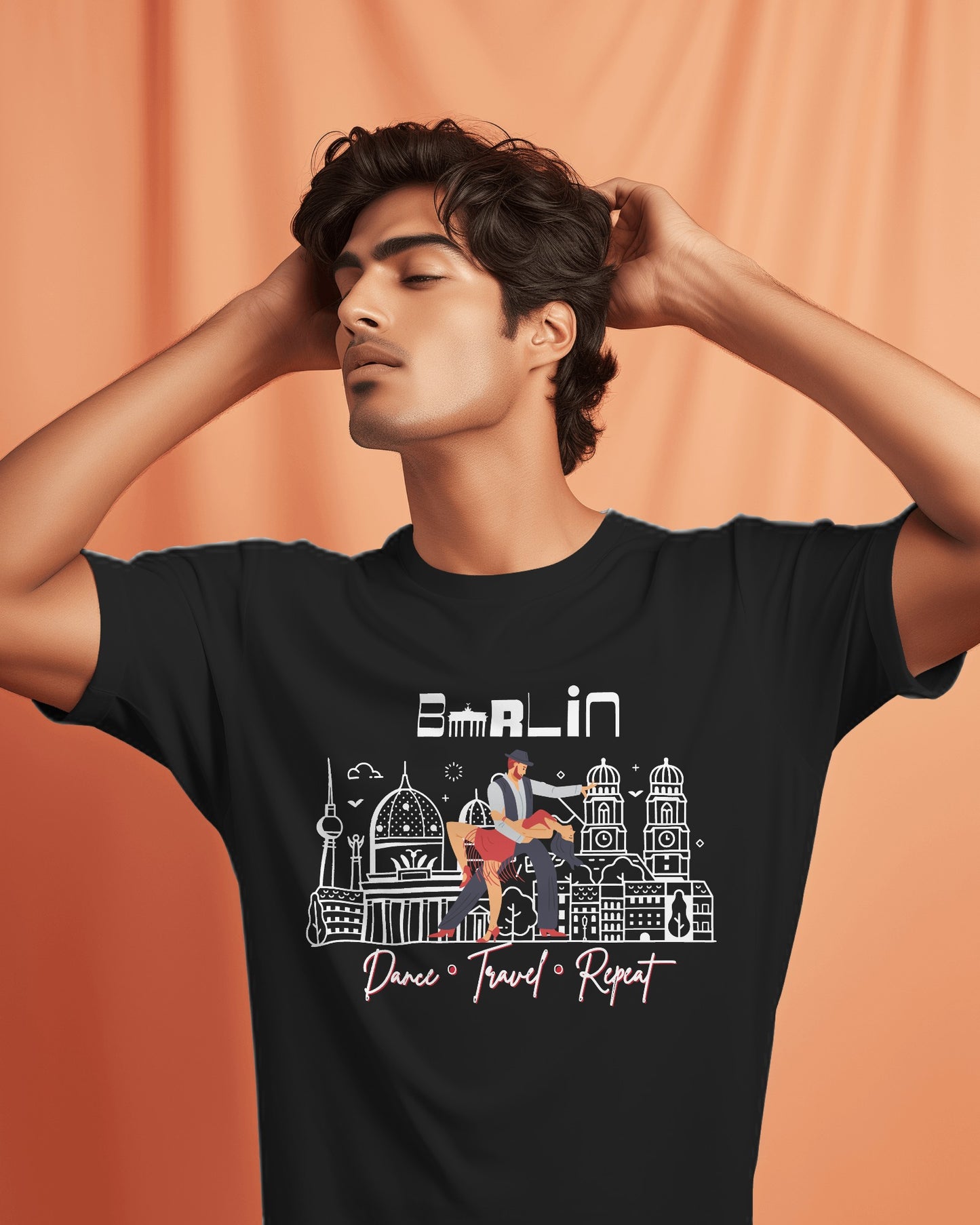Berlin Dance Travel Repeat T-Shirt | Salsa Bachata Lovers Tee | Dance Lifestyle Shirt for Classes Socials Festivals | Matching Couple Tops