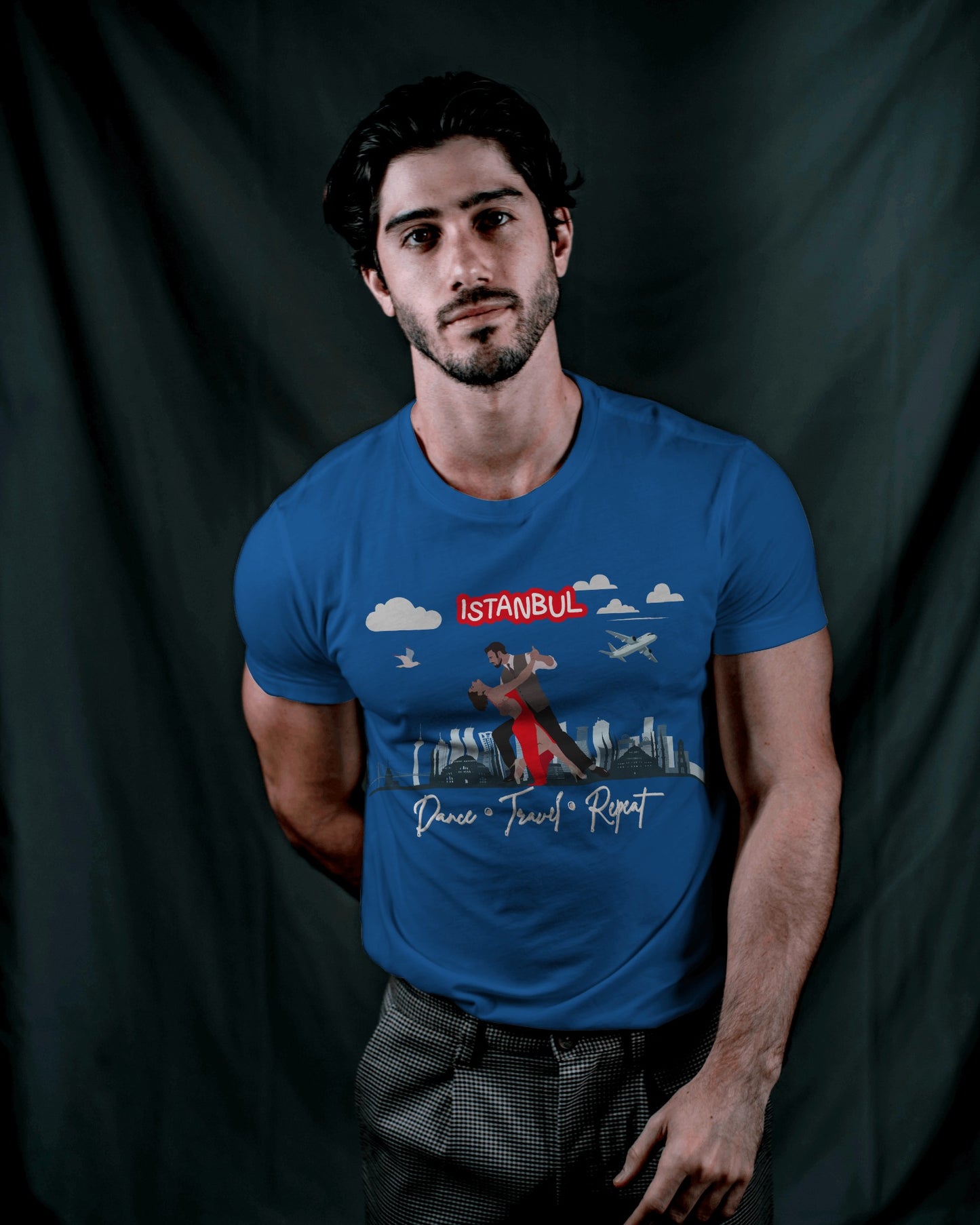 Istanbul Dance Travel Repeat T-Shirt | Turkish Bachata Dancers Skyline Tee | Class Practice Festivals Matching Couple Tops | Dance Lifestyle