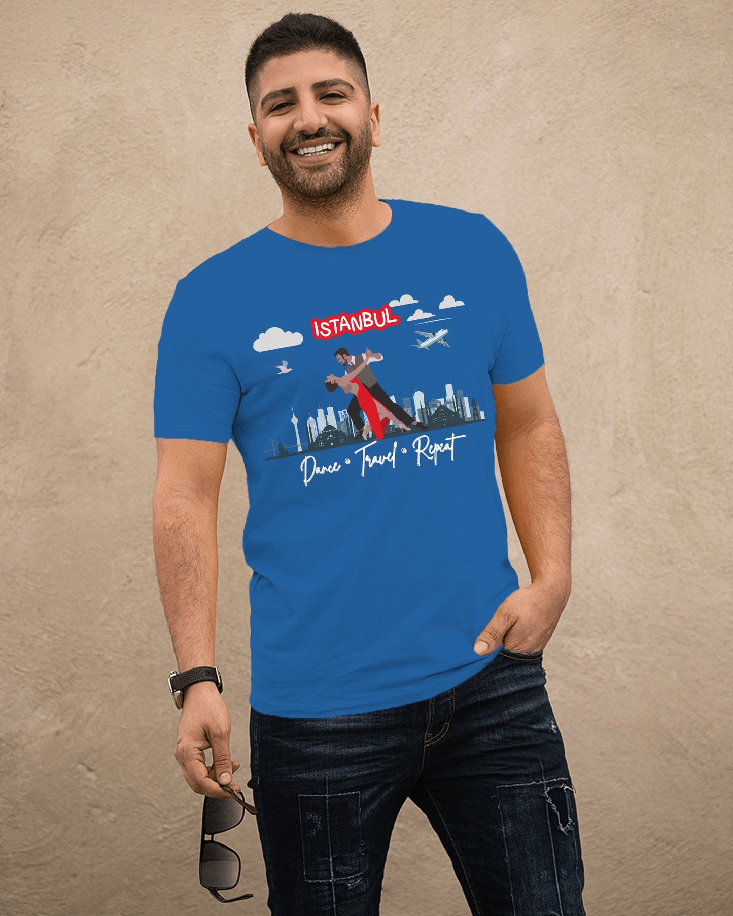 Istanbul Dance Travel Repeat T-Shirt | Turkish Bachata Dancers Skyline Tee | Class Practice Festivals Matching Couple Tops | Dance Lifestyle