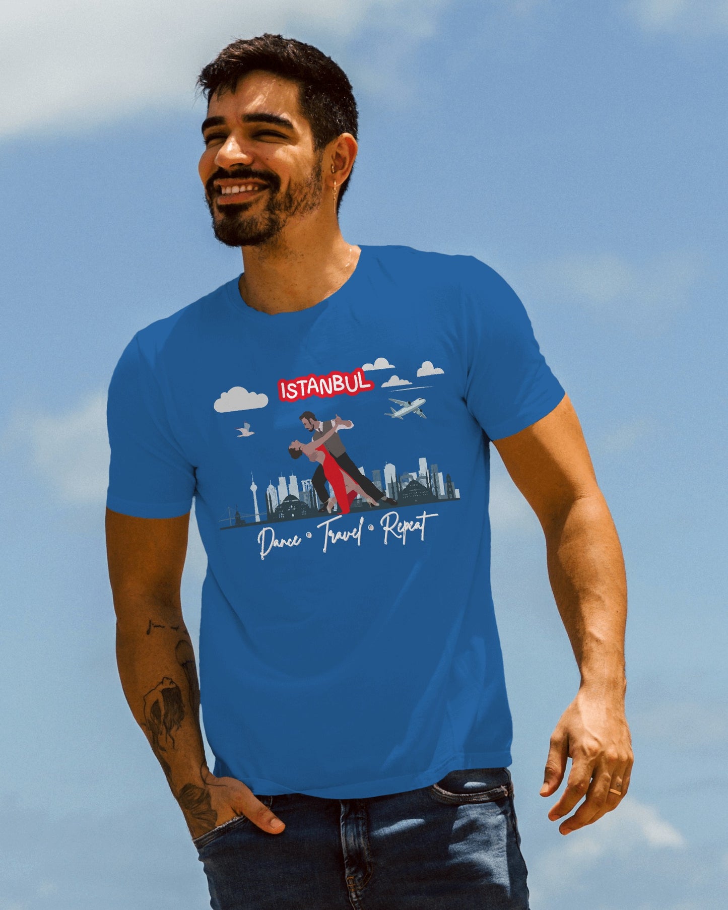 Istanbul Dance Travel Repeat T-Shirt | Turkish Bachata Dancers Skyline Tee | Class Practice Festivals Matching Couple Tops | Dance Lifestyle