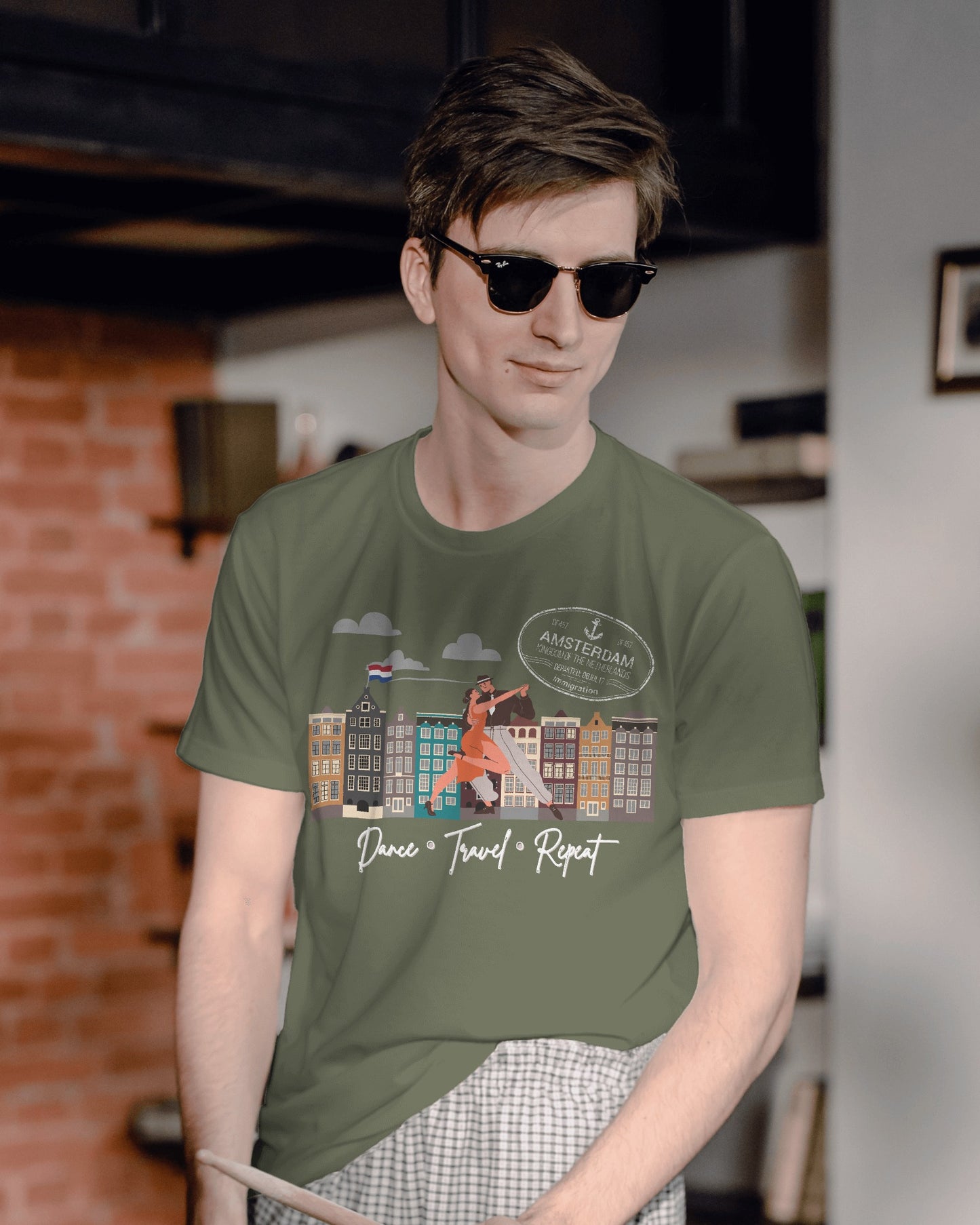 Amsterdam Dance Travel Repeat T-Shirt | Salsa Bachata Lovers Tee | Dance Lifestyle Shirt 4 Classes Socials Festivals | Matching Couple Tops