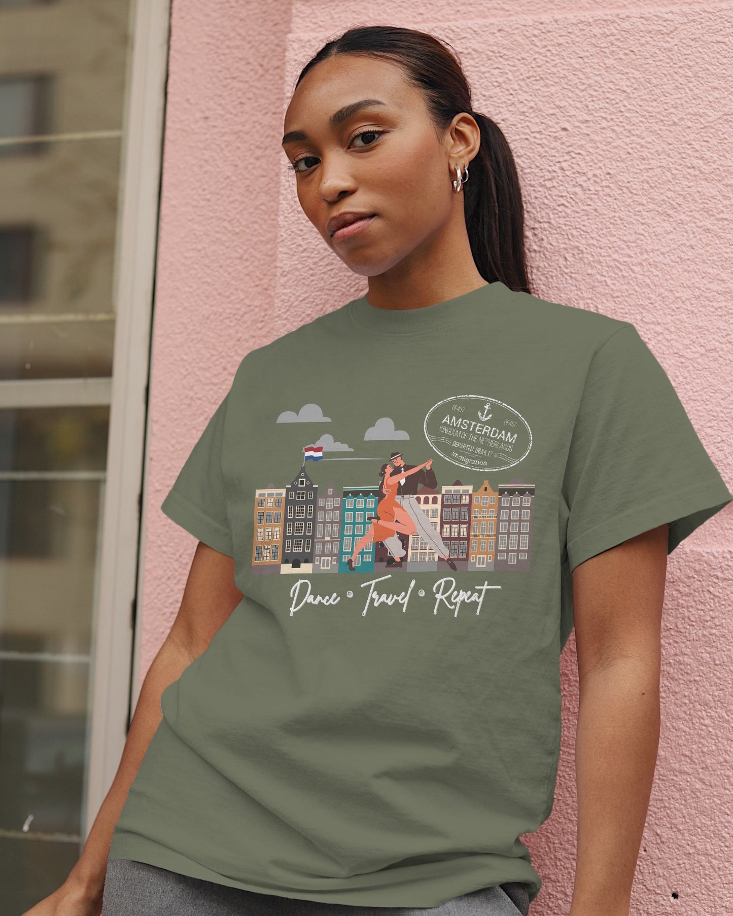 Amsterdam Dance Travel Repeat T-Shirt | Salsa Bachata Lovers Tee | Dance Lifestyle Shirt 4 Classes Socials Festivals | Matching Couple Tops