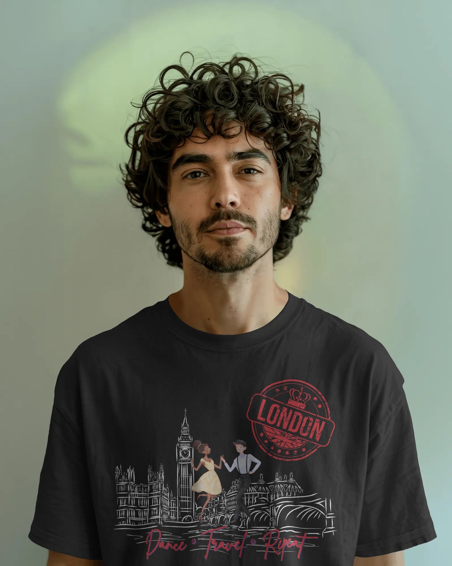 London Dance Travel Repeat T-Shirt | British Latin Dancers Big Ben Tee | Class Practice Matching Couple Tops | BailaFashion Dance Lifestyle