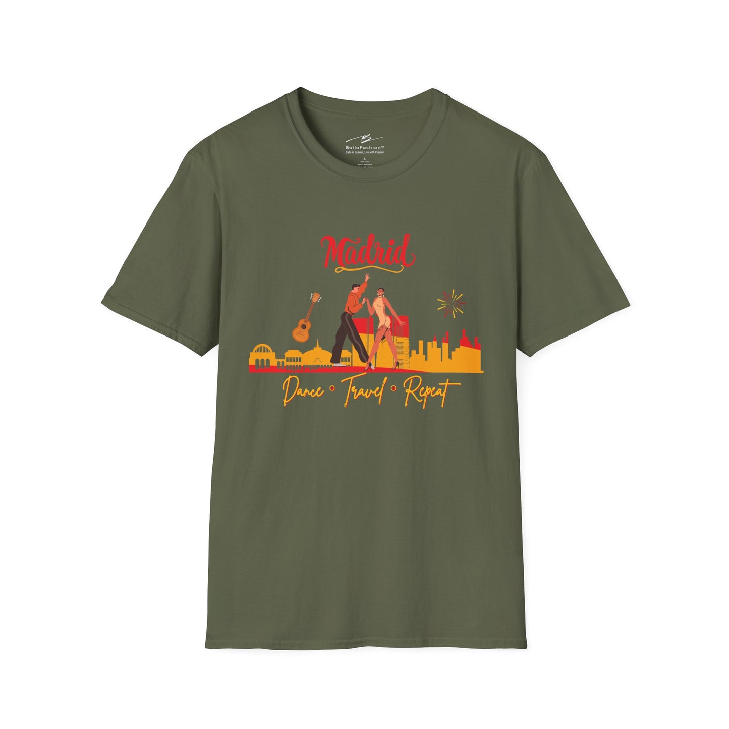 Madrid Dance Travel Repeat T-Shirt | Salsa Bachata Lovers Tee | Dance Lifestyle Shirt for Classes Socials Festivals | Matching Couple Tops