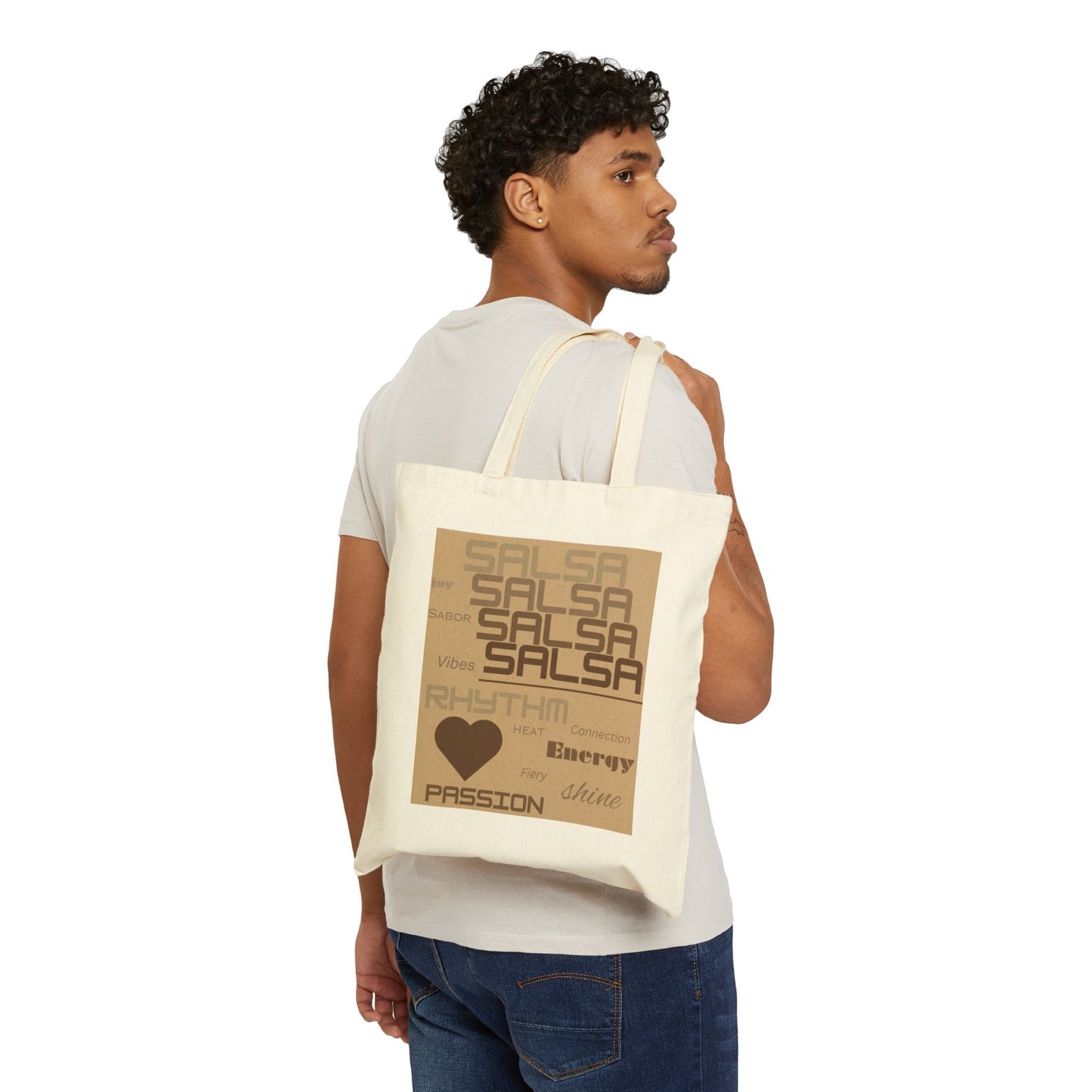 Salsa Typography Tote Bag | Fiery Dance Words Collection | Rhythm Energy Passion | Latin Dancer Carry All | BailaFashion Dance Lifestyle