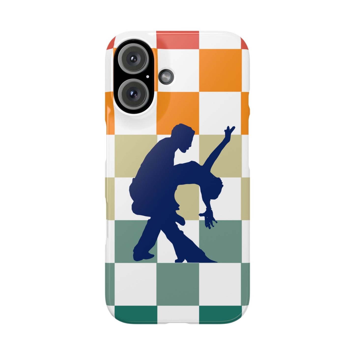 Bachata Dip iPhone Case | Retro Dance Silhouette | Colorful Checkerboard Design | BailaFashion Dance Lifestyle