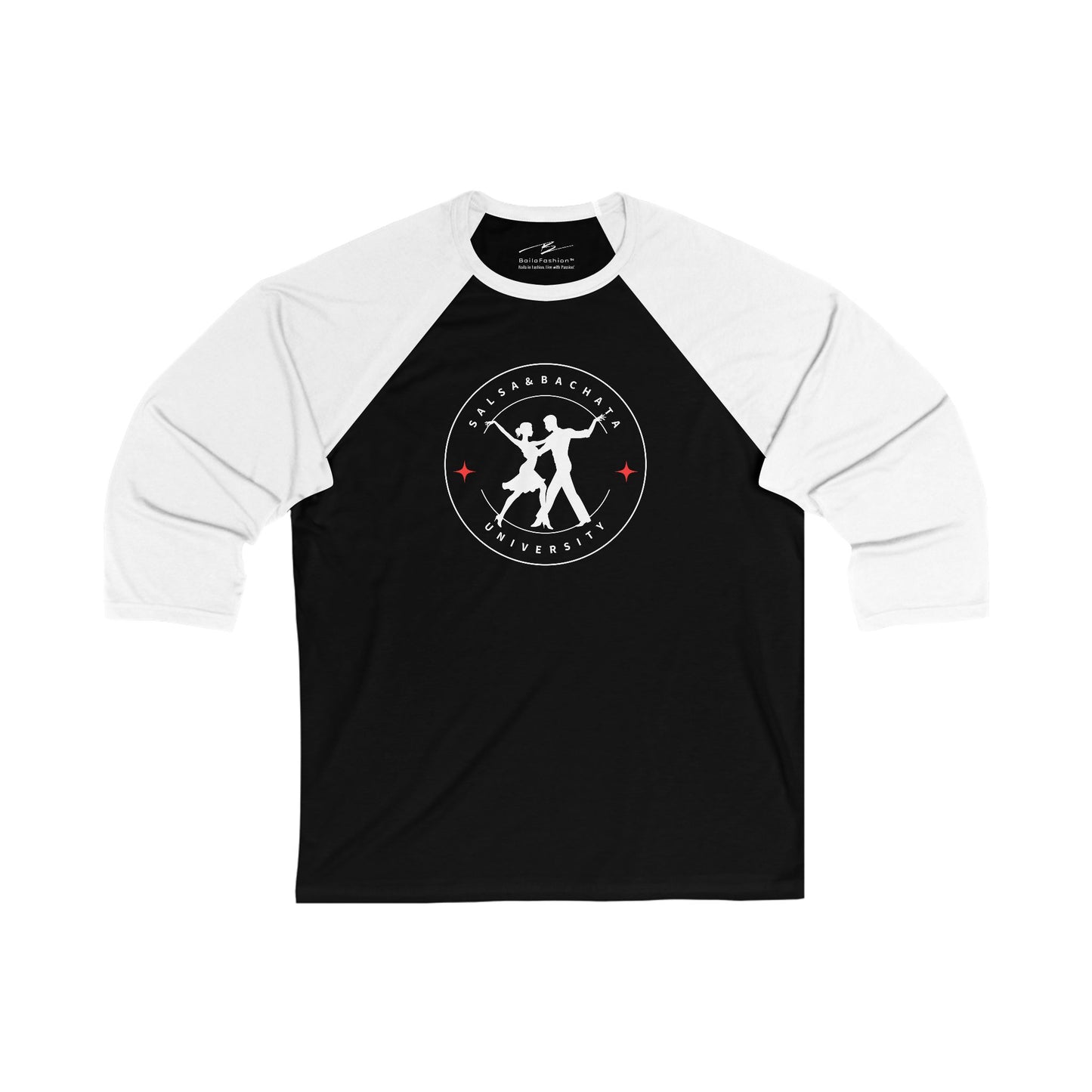 Salsa & Bachata University 3/4 Sleeve Baseball Tee | Latin Dance Academy | Partner Dance School Raglan | Dancer Lifestyle | Dance Humor