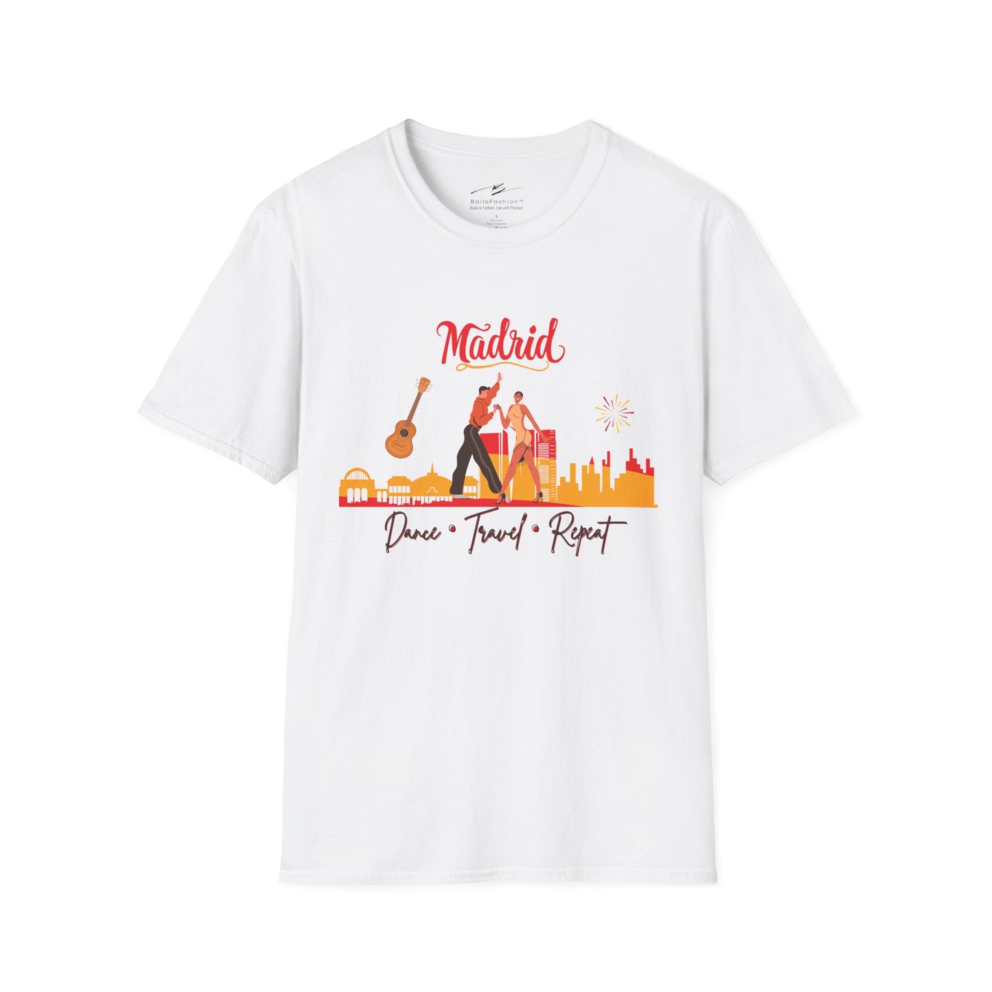 Madrid Dance Travel Repeat T-Shirt | Salsa Bachata Lovers Tee | Dance Lifestyle Shirt for Classes Socials Festivals | Matching Couple Tops