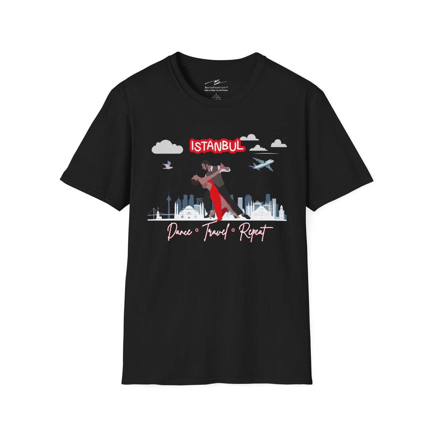 Istanbul Dance Travel Repeat T-Shirt | Turkish Bachata Dancers Skyline Tee | Class Practice Festivals Matching Couple Tops | Dance Lifestyle