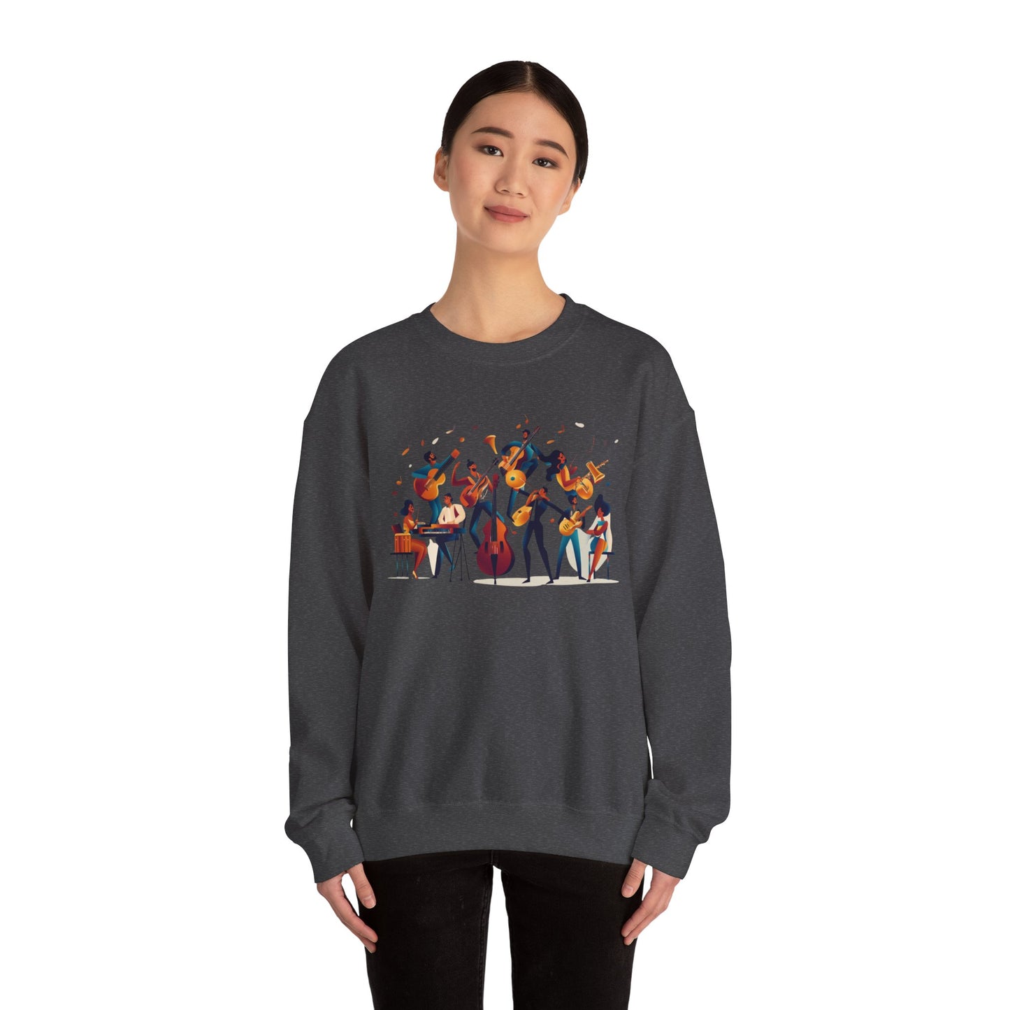 Salsa Orchestra Band Sweatshirt | Modern Music Art | Latin Jazz Illustration | Musician Dancer Gift | BailaFashion Comfy Couple Casual Wear