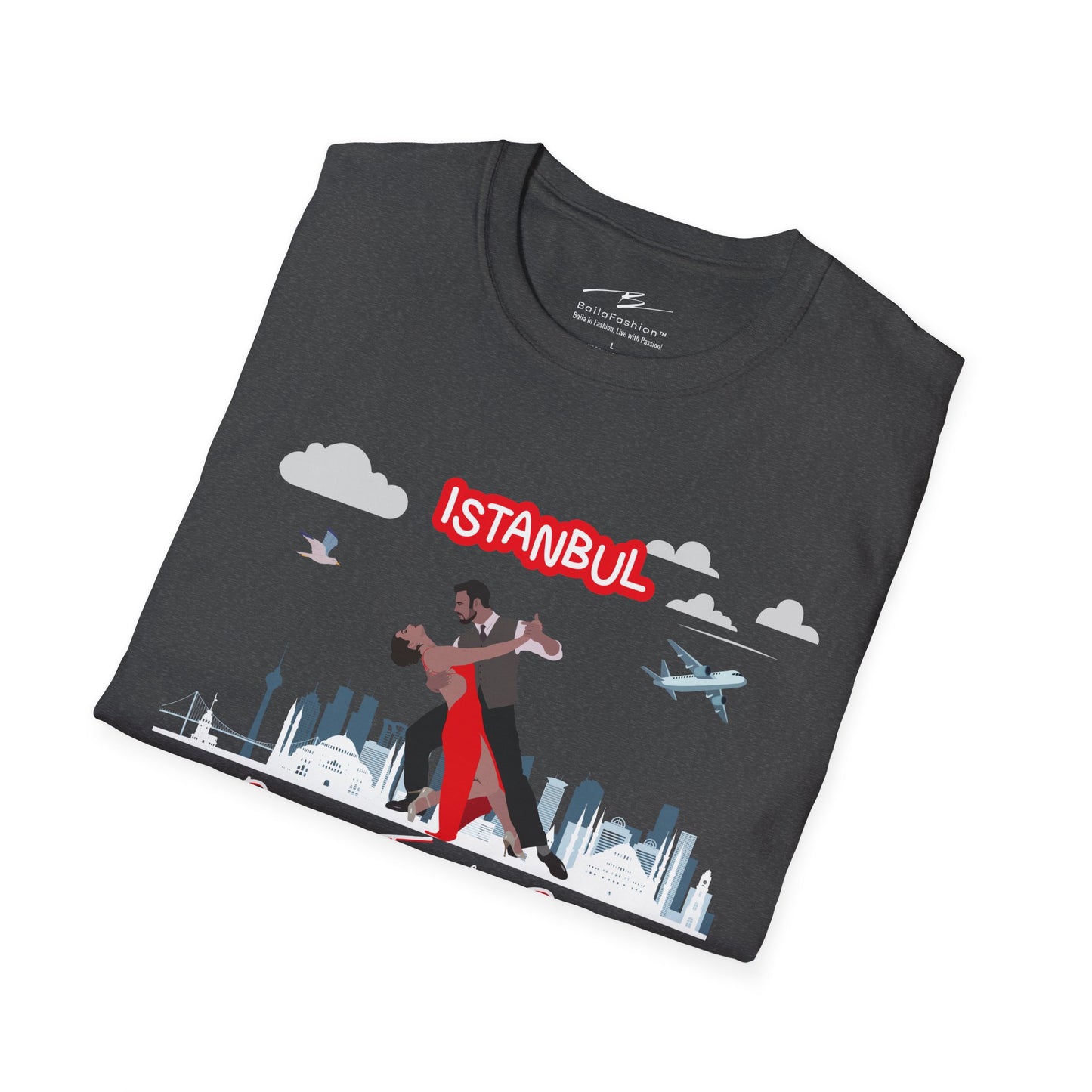 Istanbul Dance Travel Repeat T-Shirt | Turkish Bachata Dancers Skyline Tee | Class Practice Festivals Matching Couple Tops | Dance Lifestyle