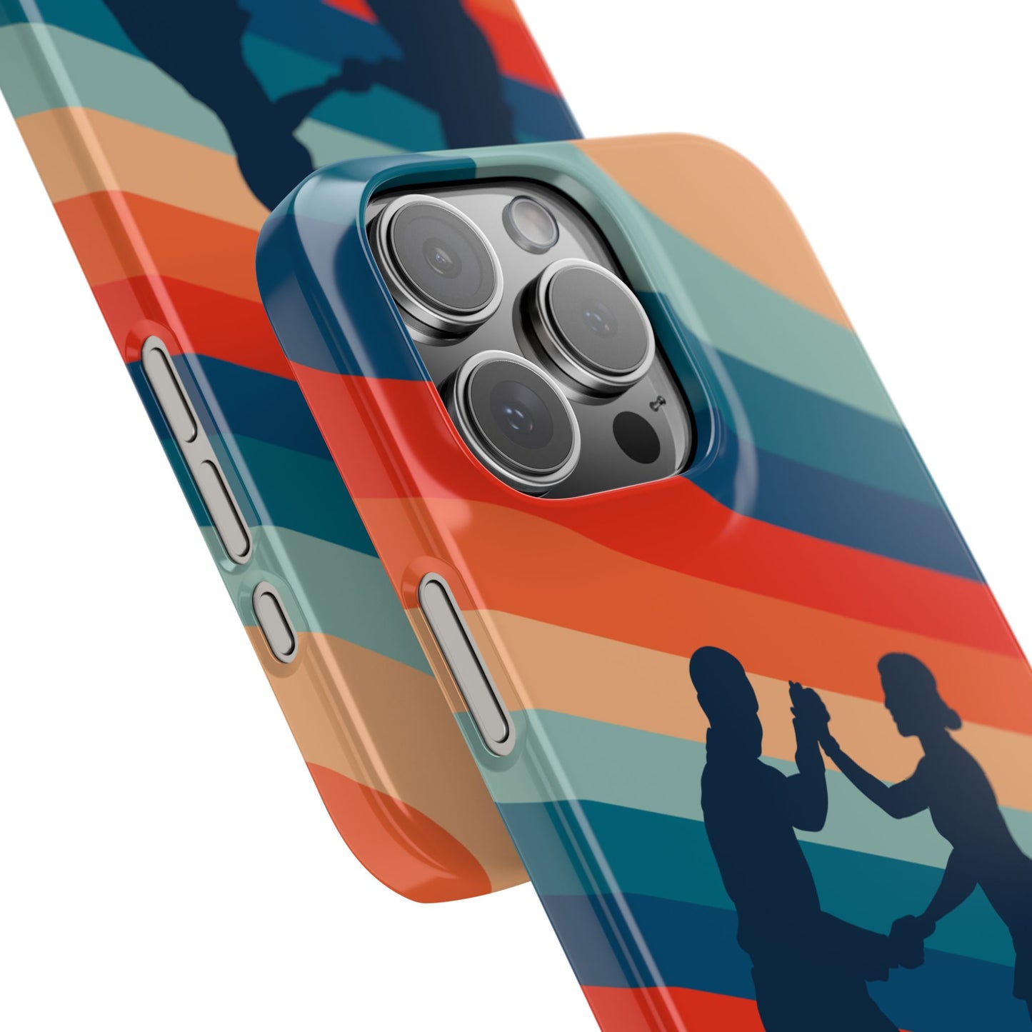 Rainbow Rhythm iPhone Case | Salsa Dance Silhouettes | Retro Dance Waves | Latin Connection Art | BailaFashion Dance Lifestyle