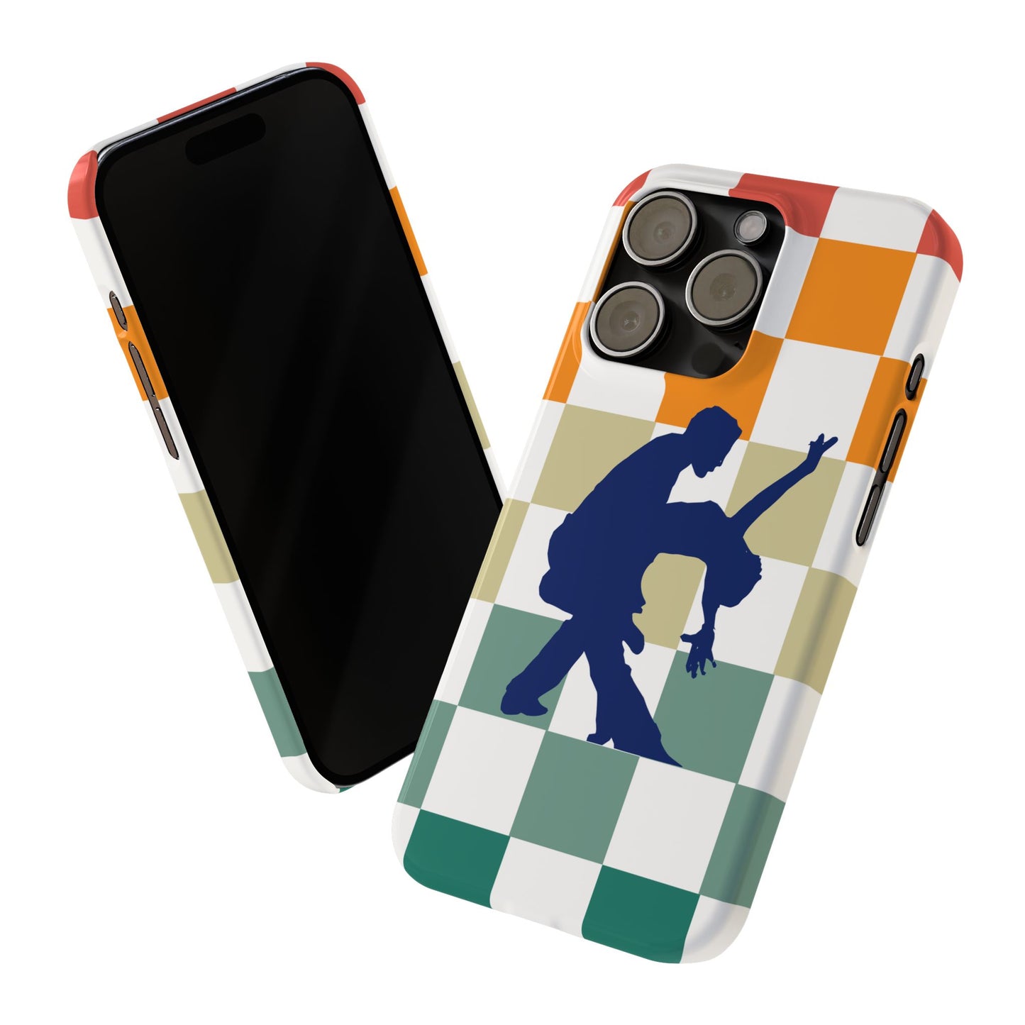 Bachata Dip iPhone Case | Retro Dance Silhouette | Colorful Checkerboard Design | BailaFashion Dance Lifestyle