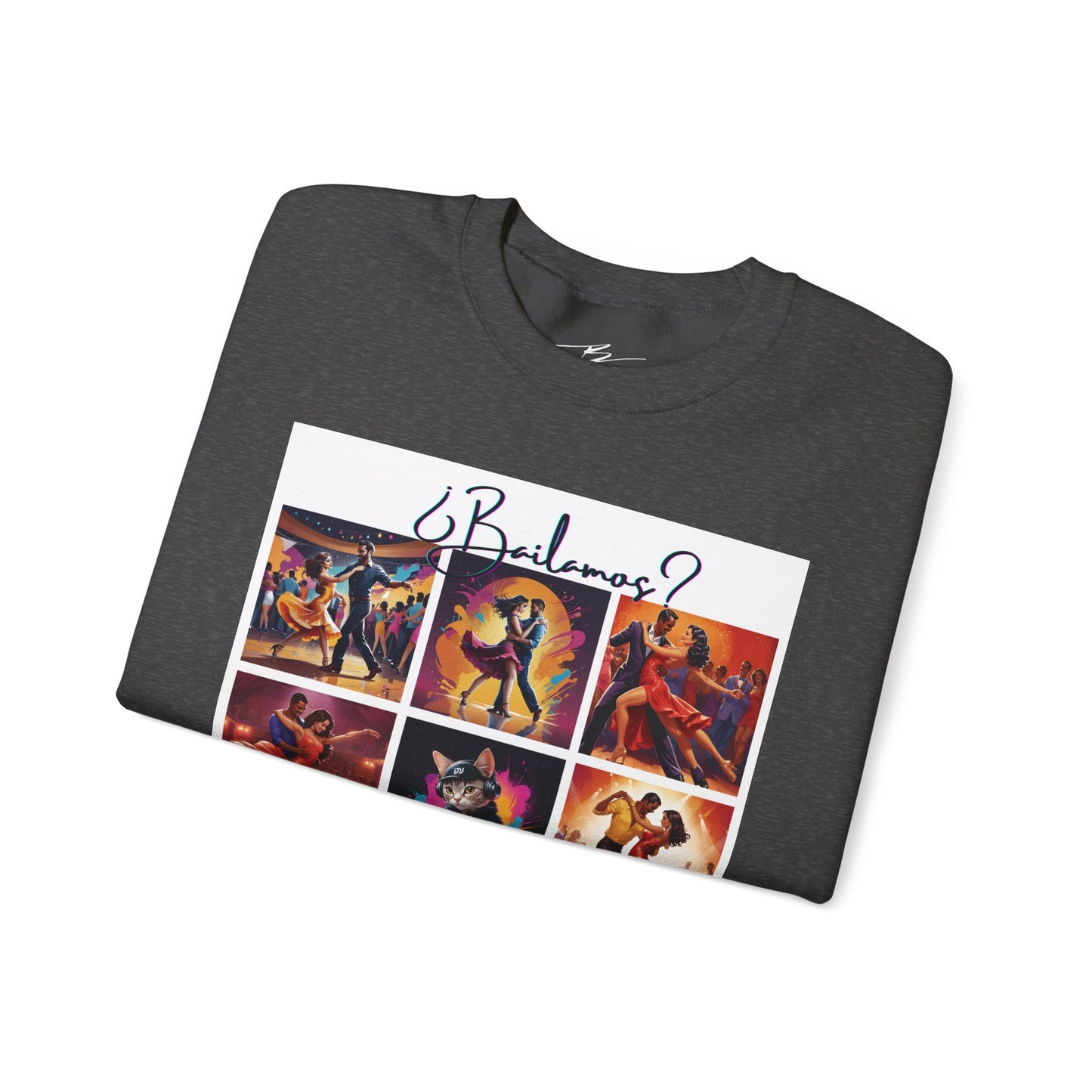Bailamos? Latin Dance Collage Sweatshirt | DJ Cat Salsa Bachata Art | Vibrant Social Dancing | BailaFashion Streewear | Dance Practice Wear
