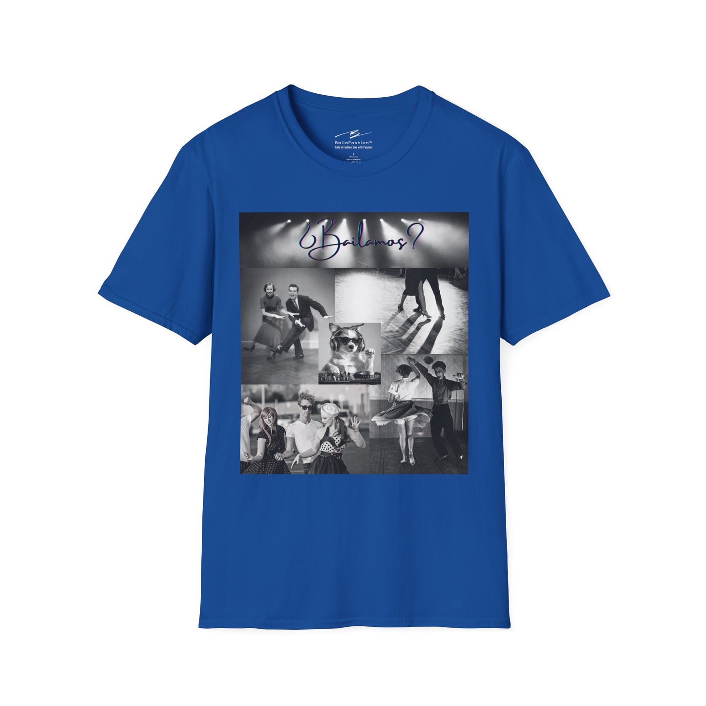 Bailamos Dance Collage T-shirt | DJ Dog Latin Dance Scenes | Salsa Bachata Vintage Dancer Gift | BailaFashion Dance Lifestyle | Practice Tee