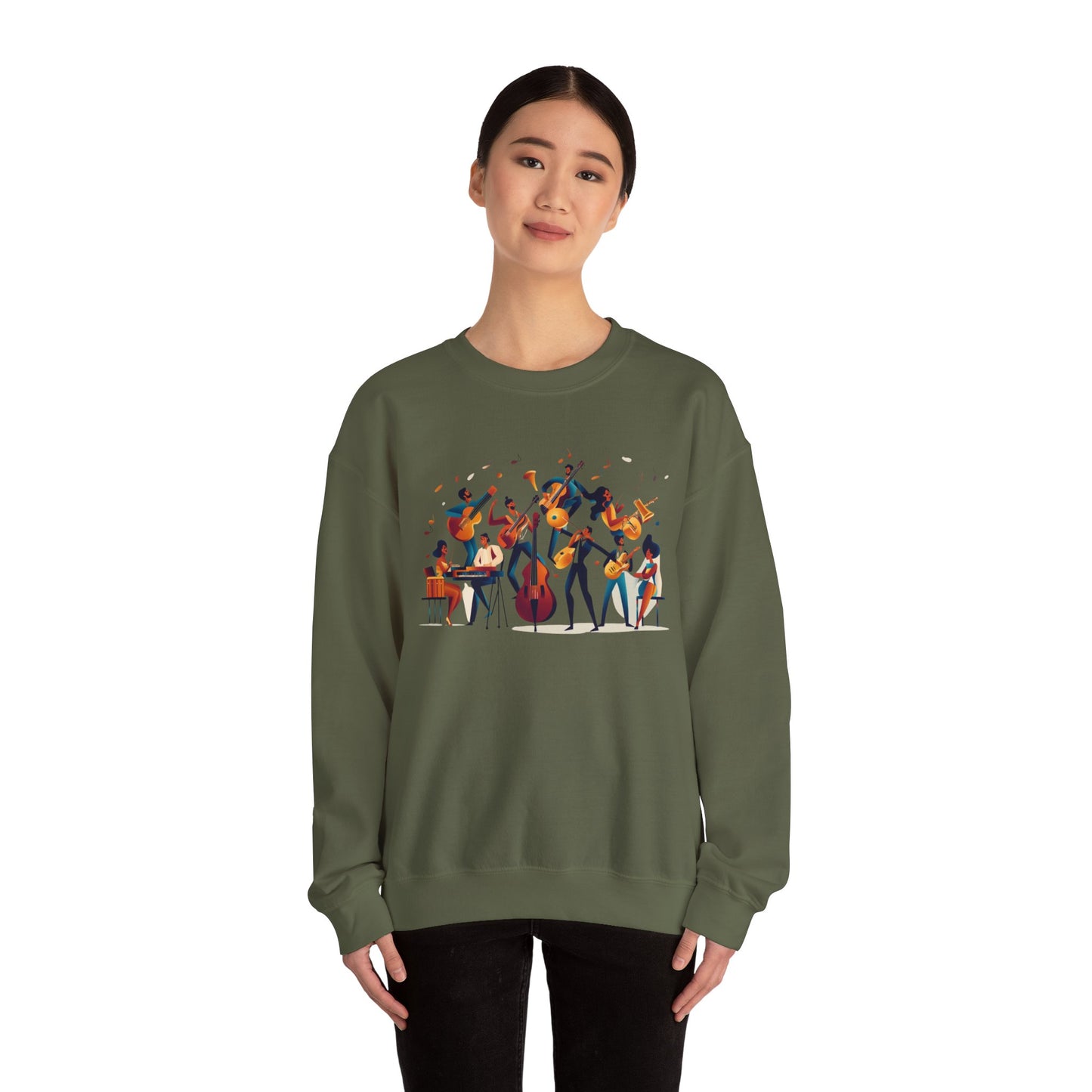 Salsa Orchestra Band Sweatshirt | Modern Music Art | Latin Jazz Illustration | Musician Dancer Gift | BailaFashion Comfy Couple Casual Wear