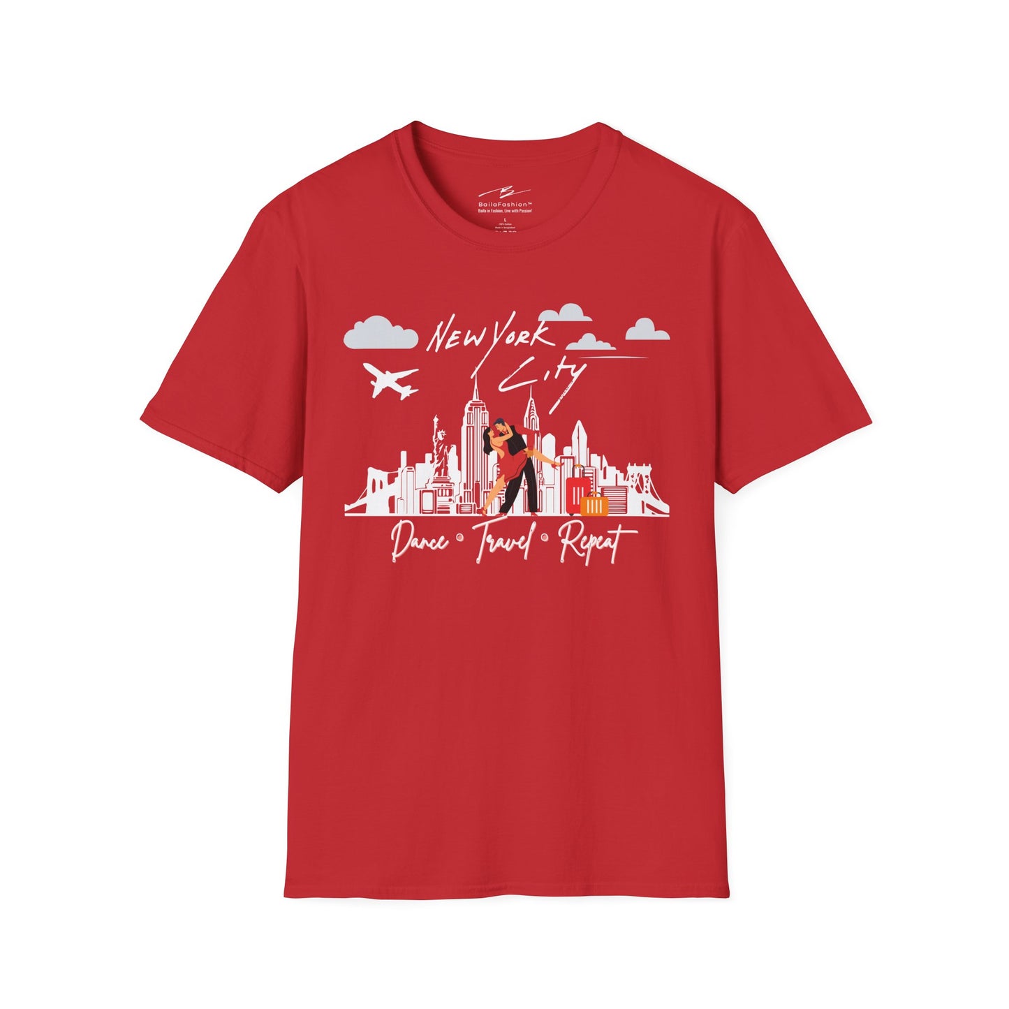 New York City Dance Travel Repeat T-shirt | NYC Latin Dance Scene | Big Apple Salsa Bachata | Dance Travel Gift | BailaFashion Lifestyle