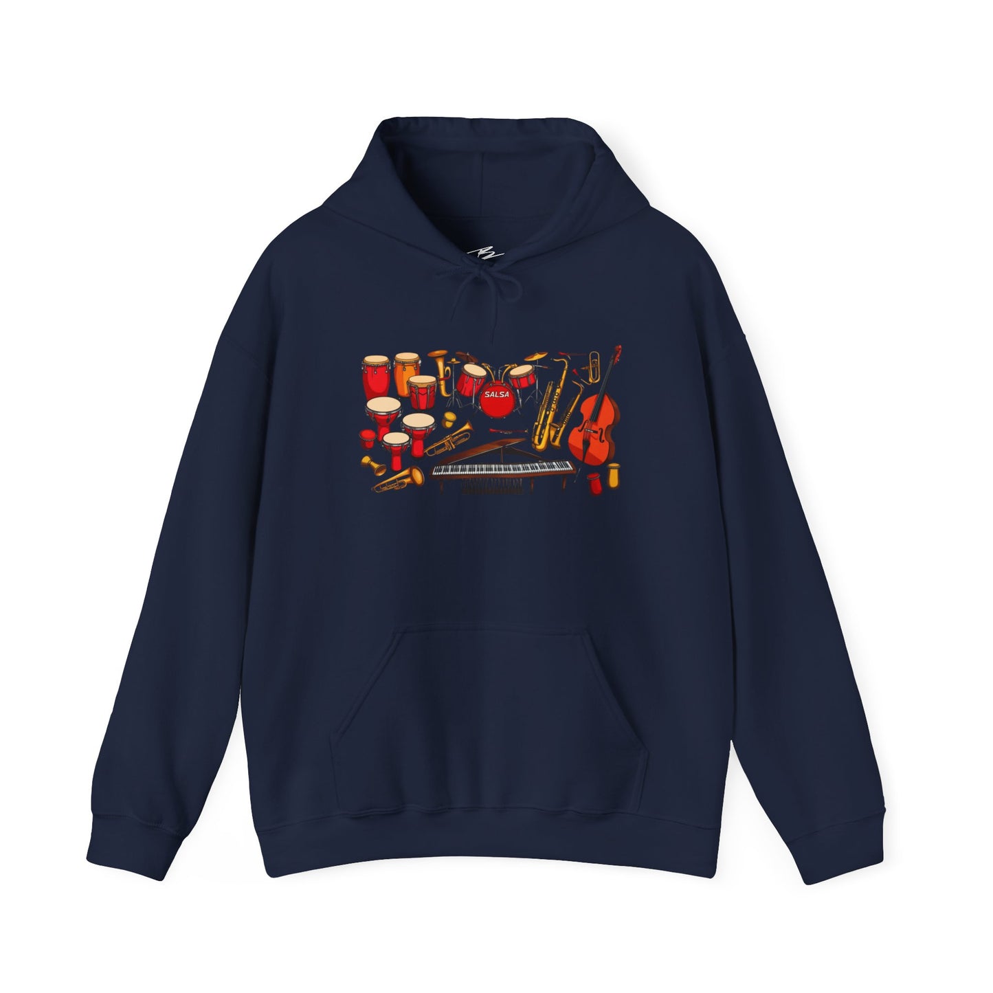 Salsa Orchestra Instruments Hoodie | Latin Music Band Art | Musician Dancer Gift | Vibrant Red Gold Design | BailaFashion Comfy Couple Wear