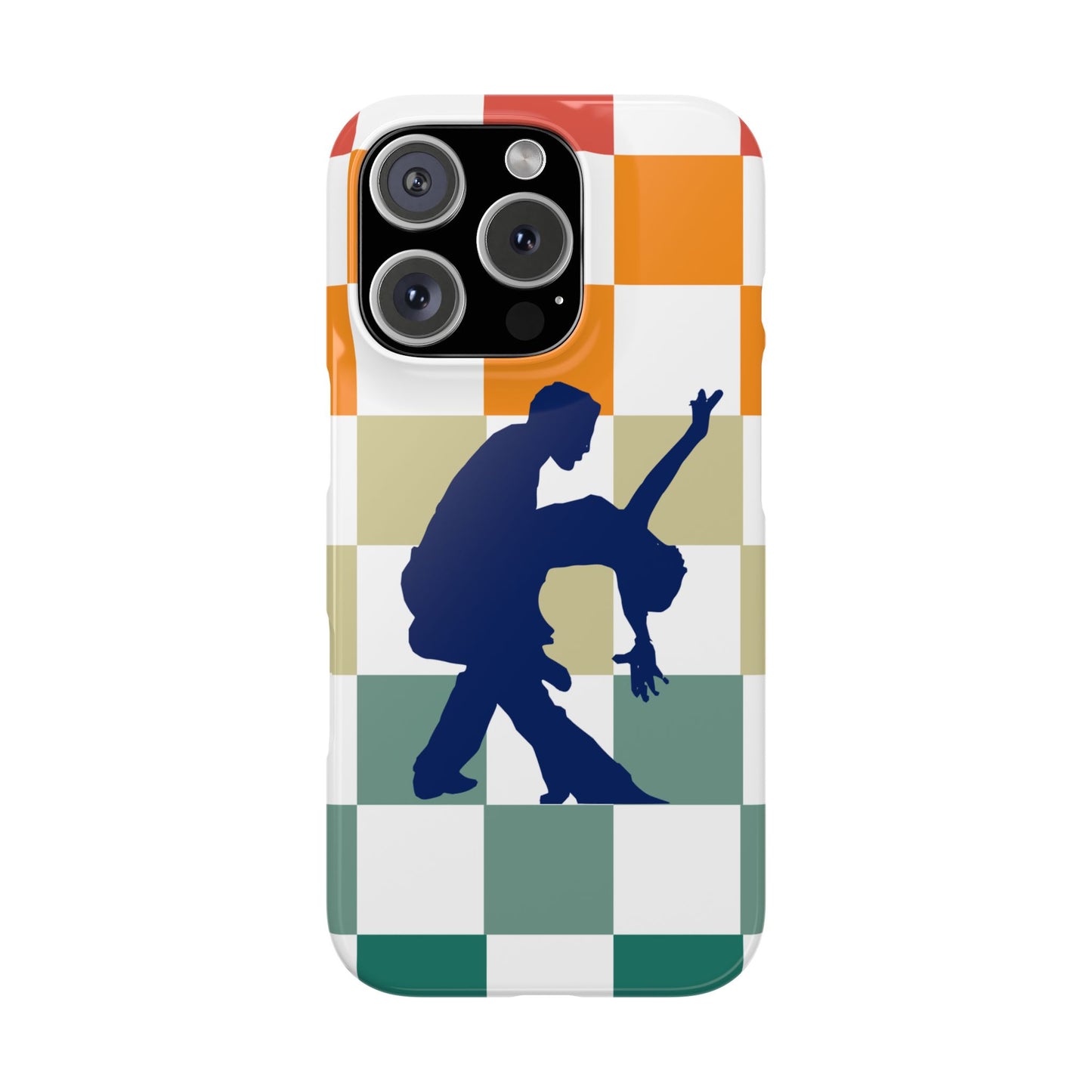 Bachata Dip iPhone Case | Retro Dance Silhouette | Colorful Checkerboard Design | BailaFashion Dance Lifestyle